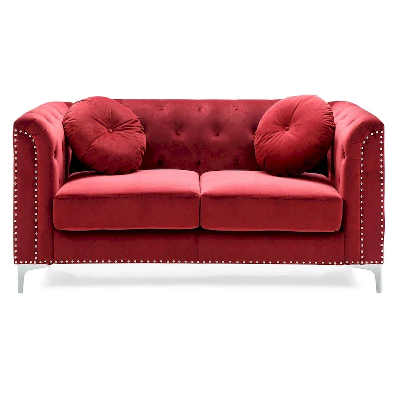 Velvet Button-Tufted Pompano Loveseat