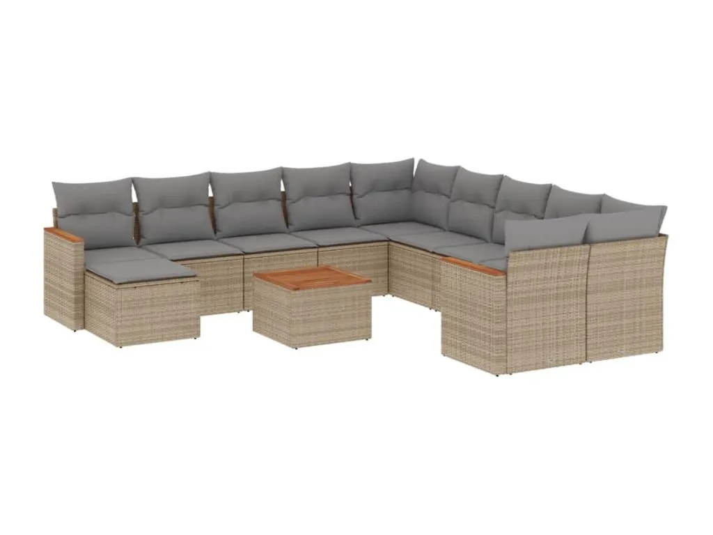 Set de 12 Sofás de Jardín con Cojines de Ratán Sintético Marrón Beige Decohoguera NY4981455