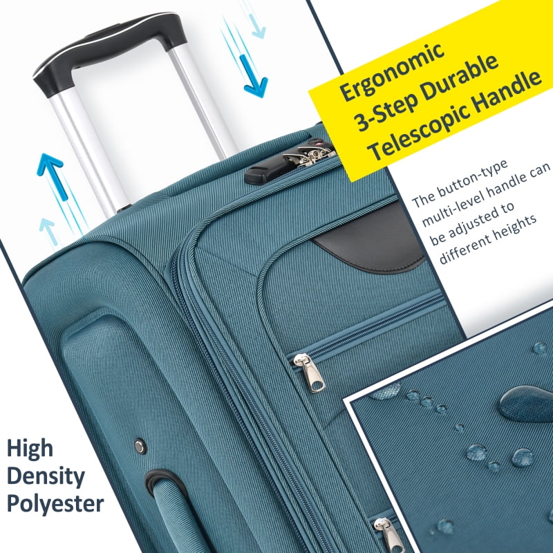Softside Luggage Expandable 3 Piece Set Suitcase Upright Spinner Softshell Lightweight Luggage Travel Set - Image 64