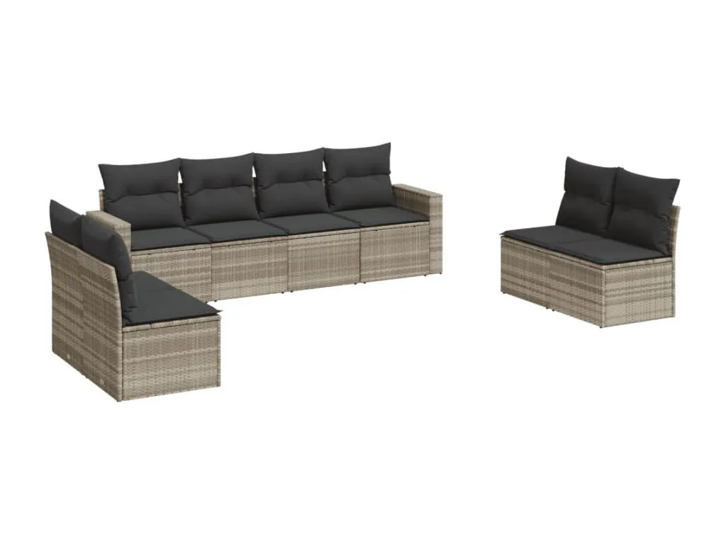 Set de sofás de jardín 8 pzas y cojines ratán sintético gris 57505NYXZ