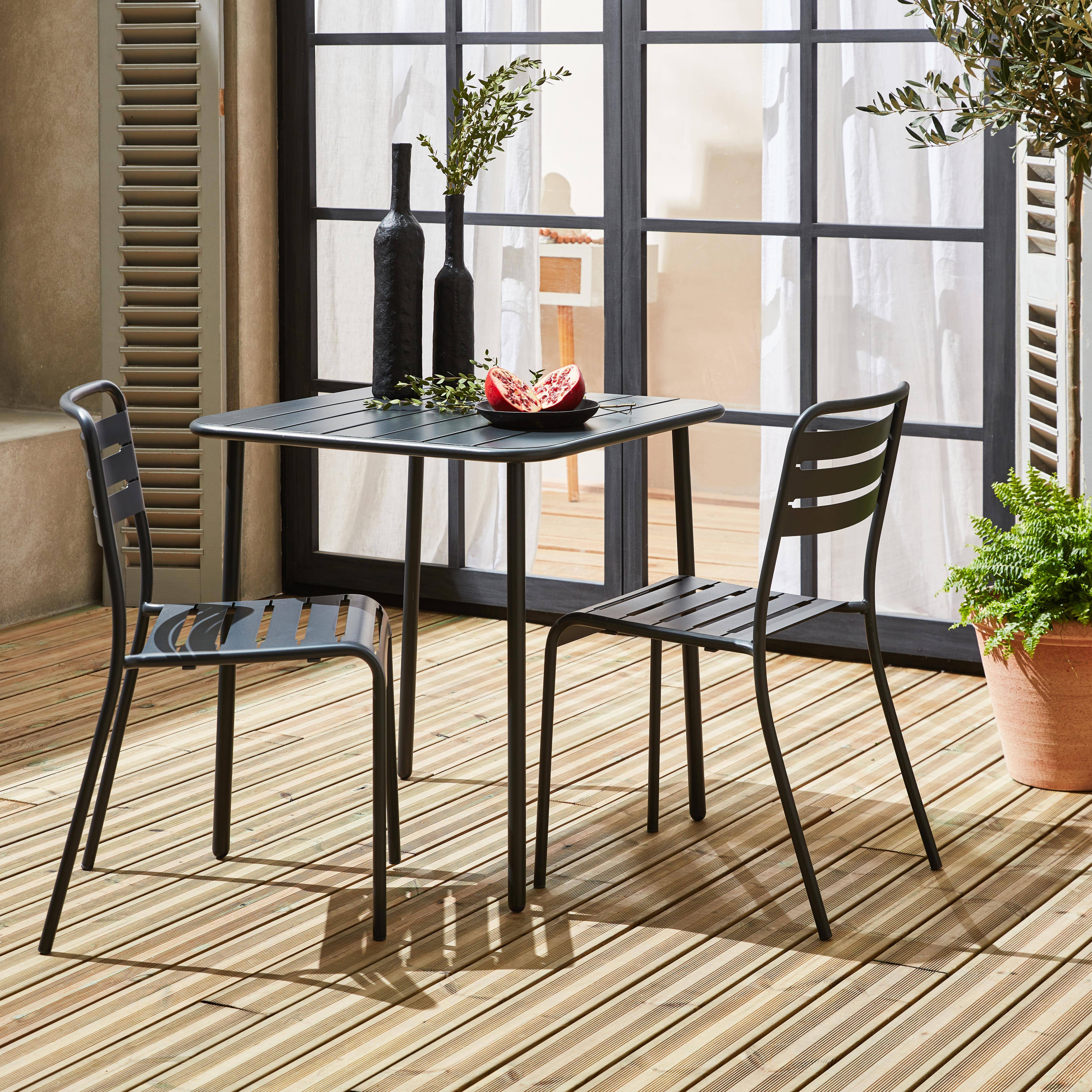 Amelia - Set mesa de jardín bistró de acero con 2 sillas, 70 cm