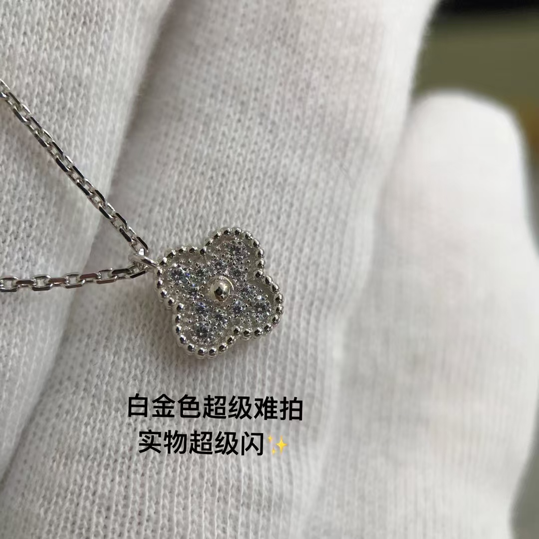 VCA Full Diamond Sweet Alhambra Pendant Necklace - Mini - Original Replica Club
