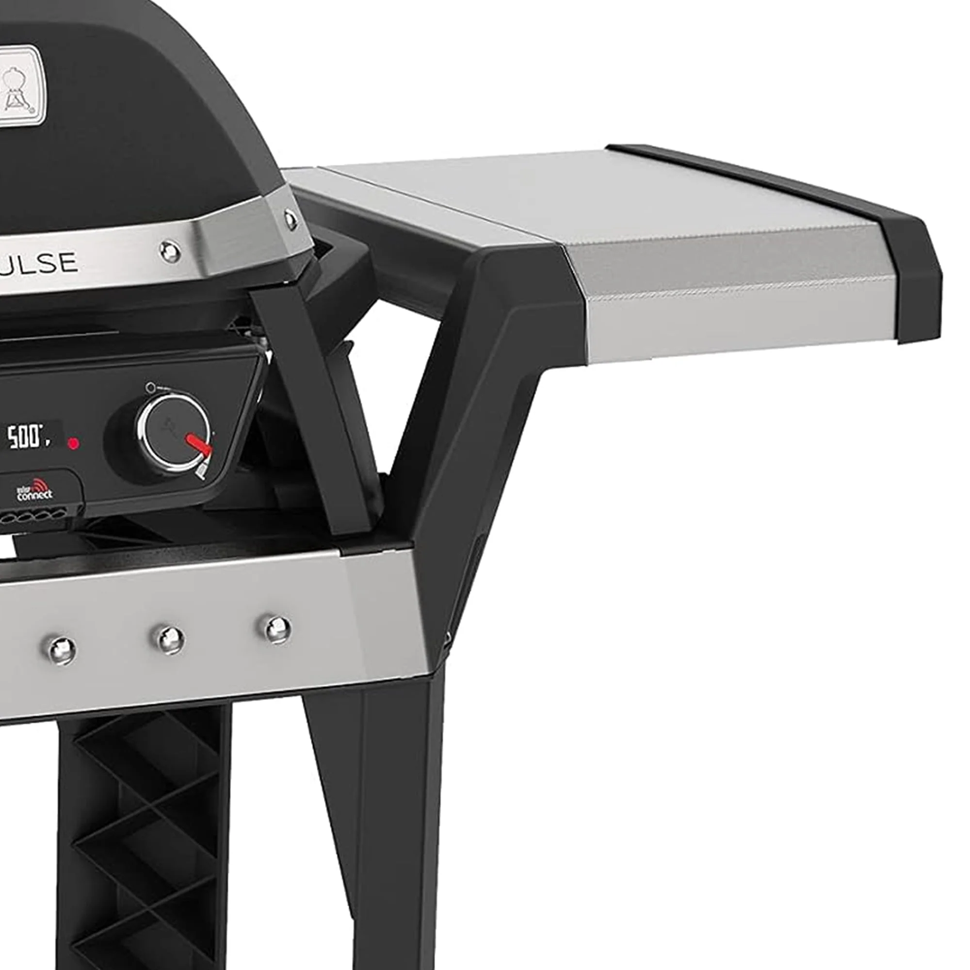 Weber Pulse 200 Electric Grill Rolling Cart with Foldable Side Table, Black - Image 5