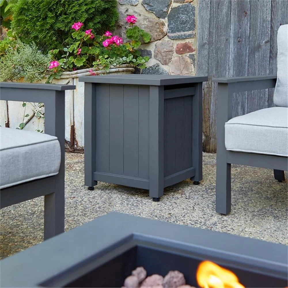 Real Flame Ortun Modern Metal/Plastic Propane Tank Cover in Gray
