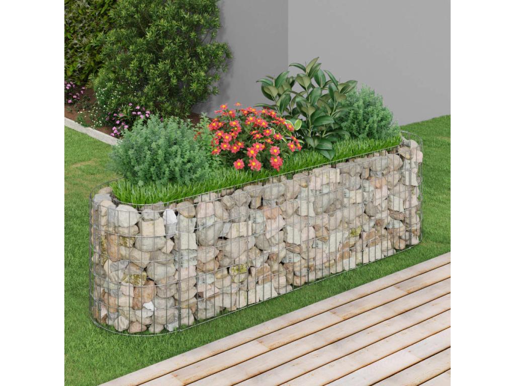 Arriate de gaviones de hierro galvanizado 190x50x50 cm