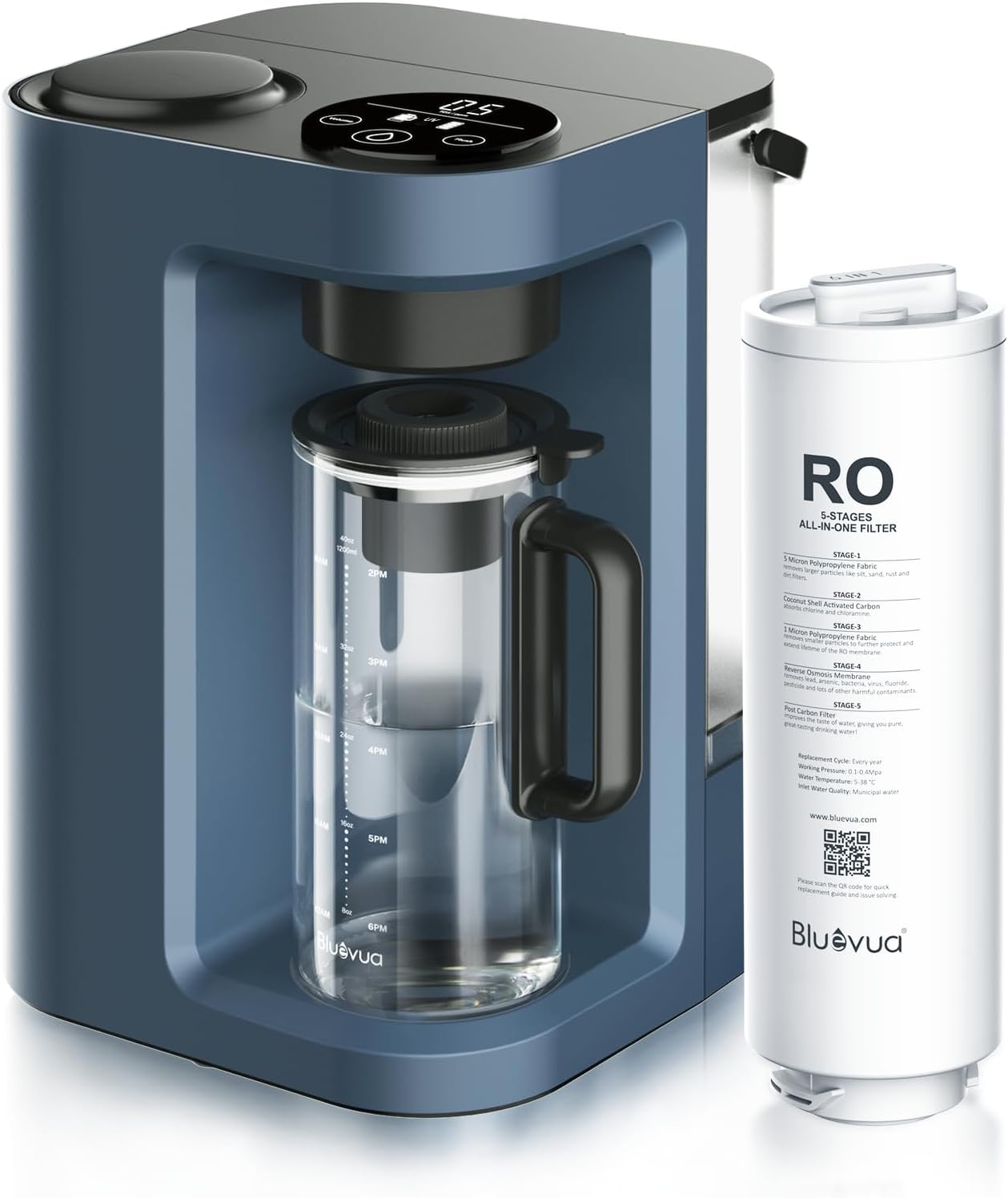 WAYFAIR Bluevua RO100ROPOT-LITE Countertop Reverse Osmosis Water Filter System, 5 Stage Purification, 3:1 Pure To Drain, Portable Water Purifier (No Installation Required)