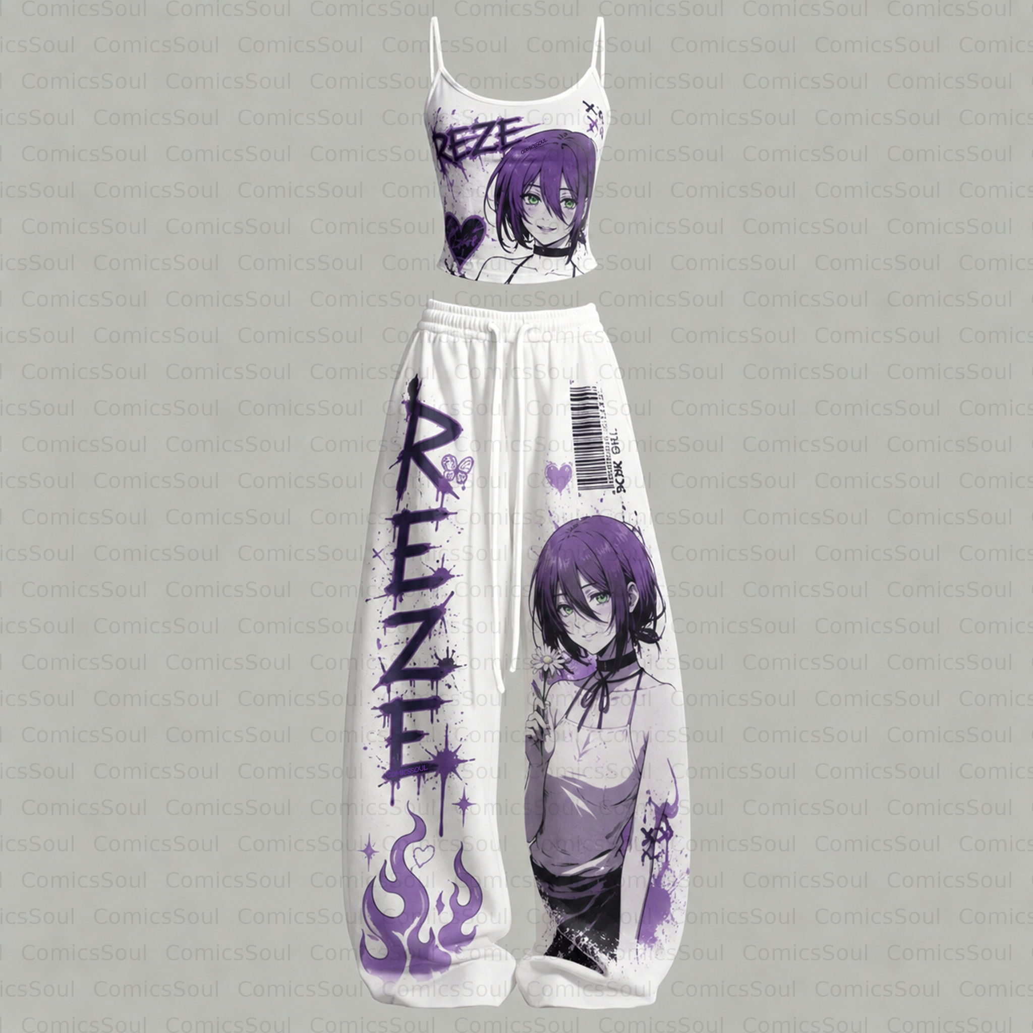 Chainsaw Man Top & Elasticated Trousers Two-Piece Set