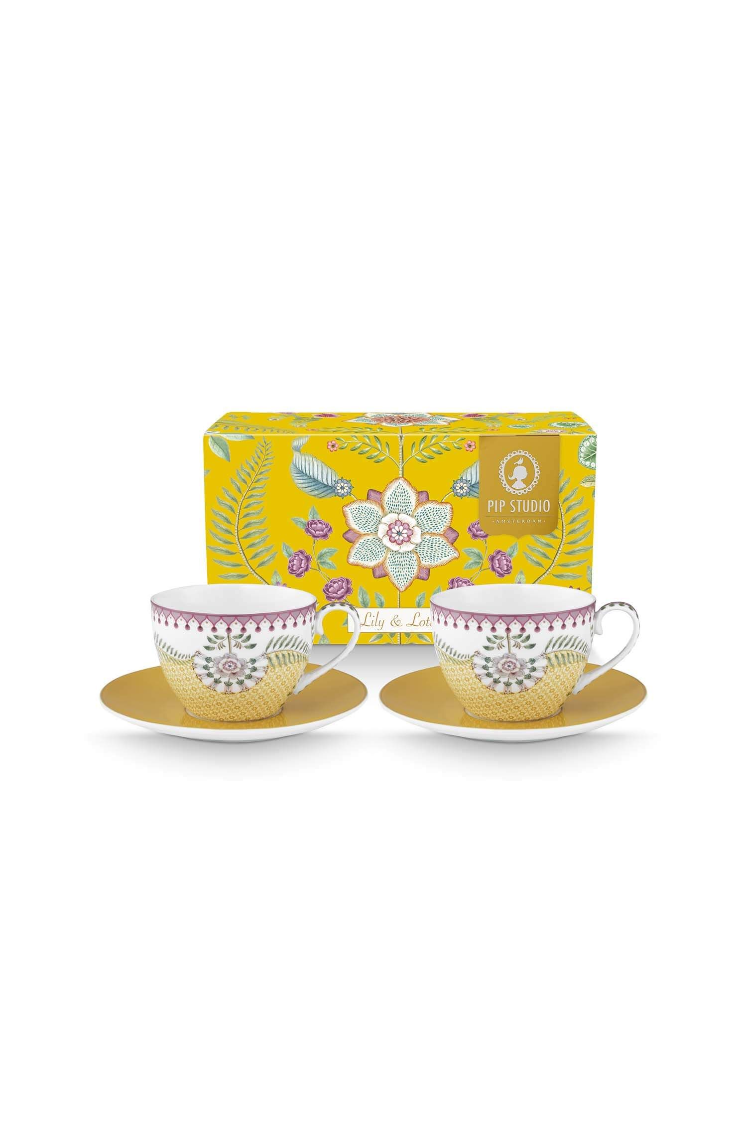Set/2 Cups and Saucers Lily&Lotus Tiles Yellow 300ml