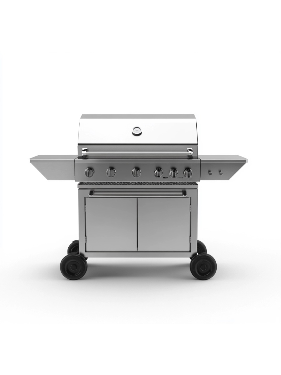 Parrilla a gas para barbacoa con 4 quemadores en acero inoxidable plata para exterior 126,5 x 54 x 109 cm