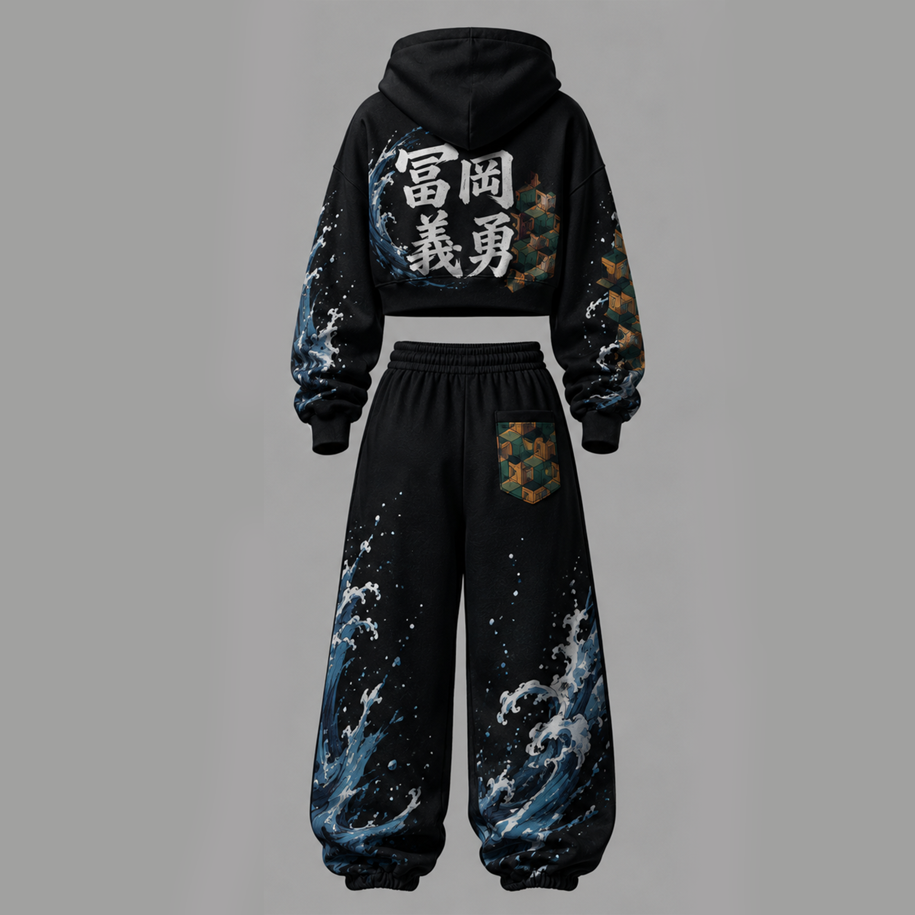 Demon Slayer Cropped Long Sleeve Hoodie & High Waist Jogger Pants Two Piece TeeThreads Sustain the Scene with Custom Apparel