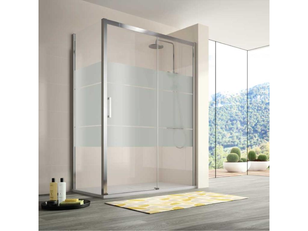 Frontal de ducha + Puerta Corredera S400 Cromado 125 cm Sin pared lateral