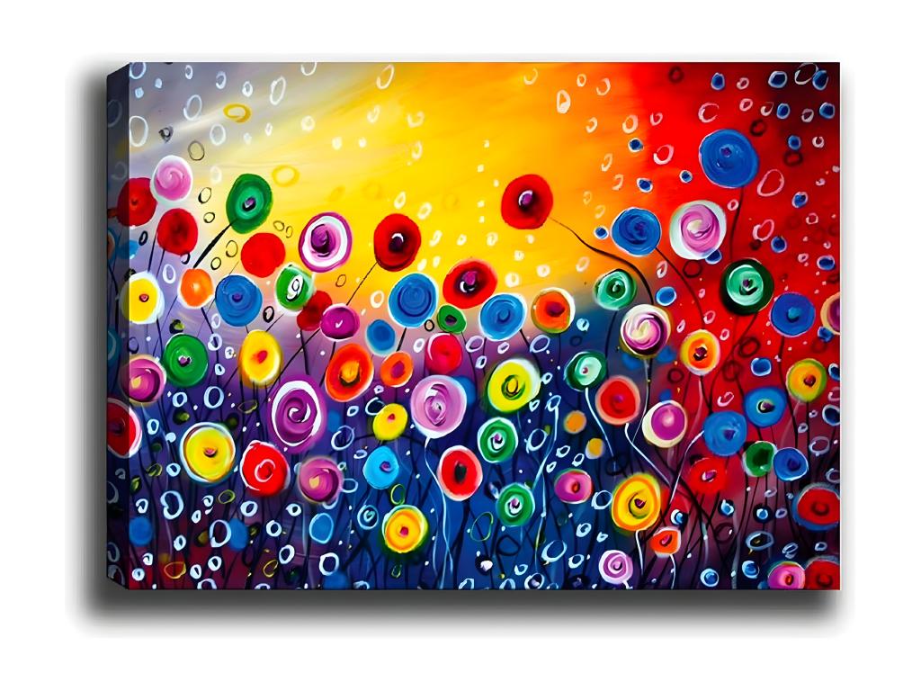 Impresión sobre Lienzo Flores 14, Multicolor, 100x3x70 cm, Laocacasas