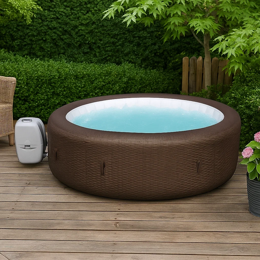 Spa hinchable 800L sistema de burbujas con accesorios Ø180x66 cm color marrón ratán - sFCMBaO125vX