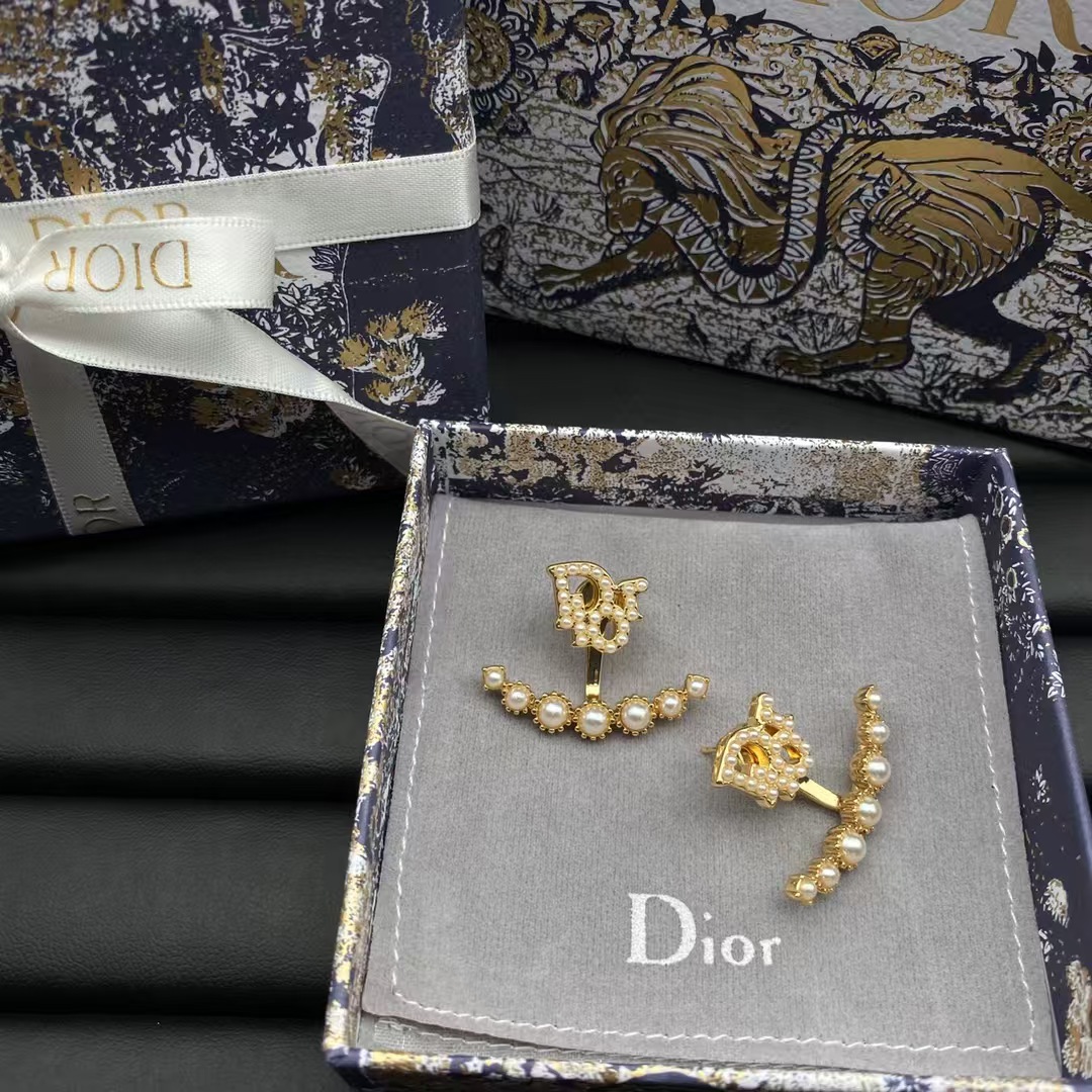 Dior Pearl Paved Stud Earrings - Original Replica Club