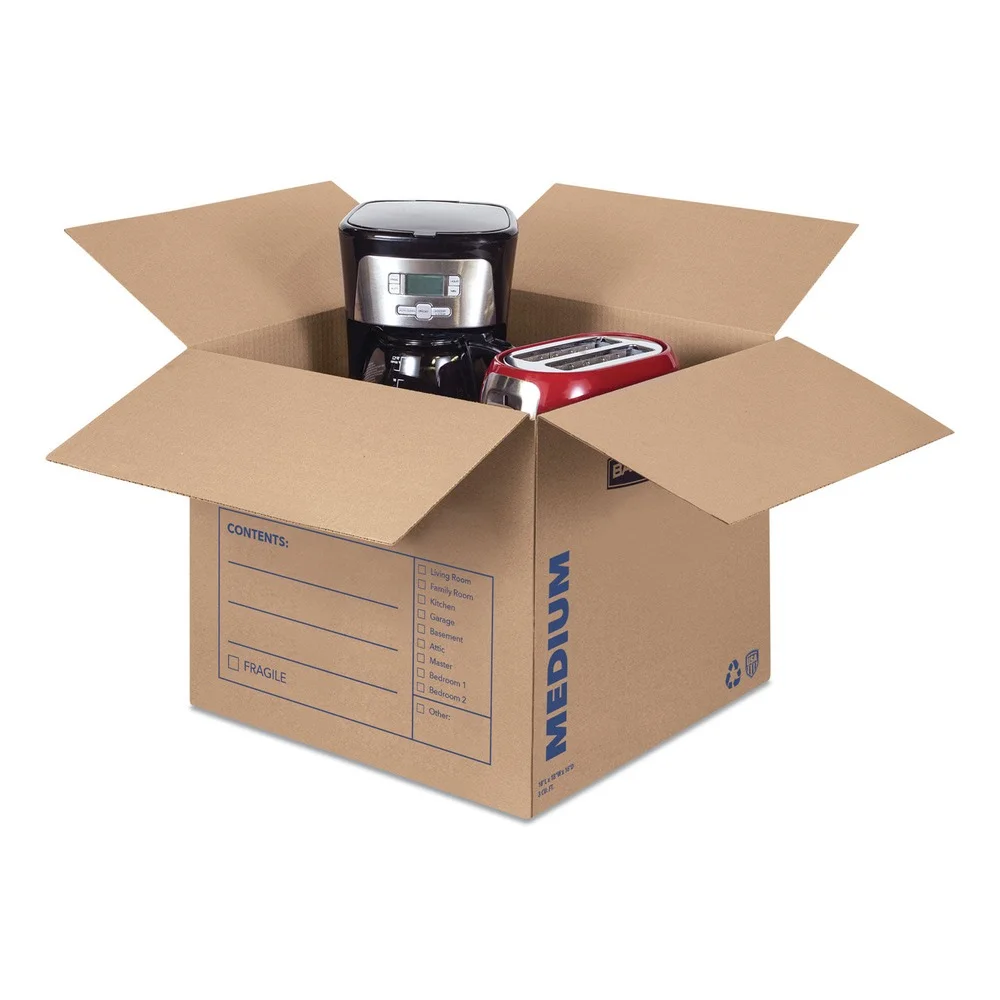 Bankers Box 7713901 SmoothMove Basic 18 in. x 18 in. x 16 in. Moving Boxes - Medium, Brown/Blue (20/Carton) - image 3