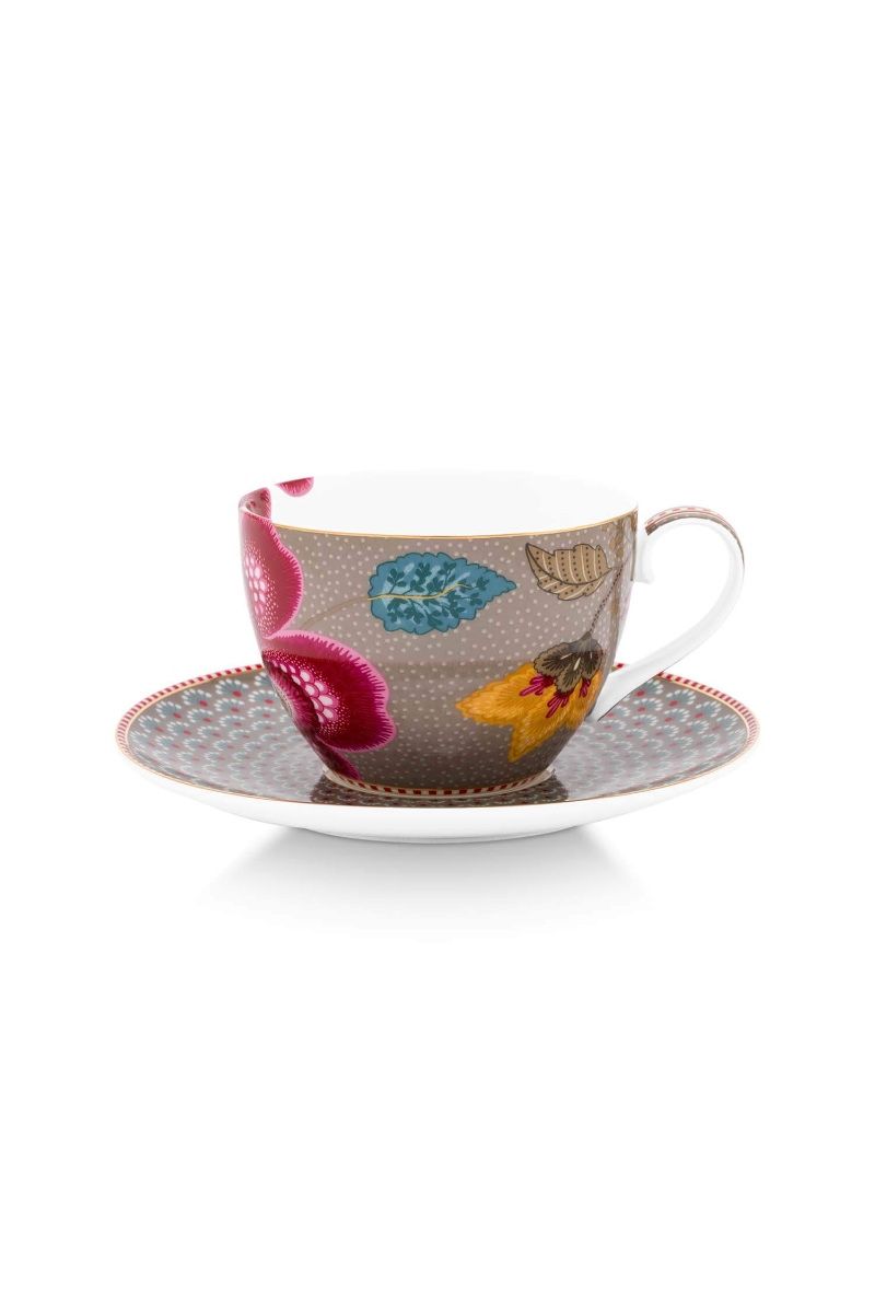 Cup and Saucer Blooming Tales Fantasy Khaki 300ml