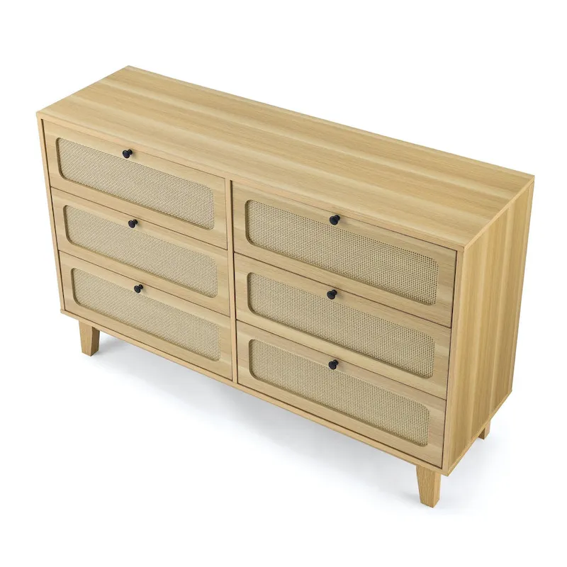Vintage Wooden Six-Drawer Dresser - Ideal for Bedroom, TV Cabinet, or Living Room Storage