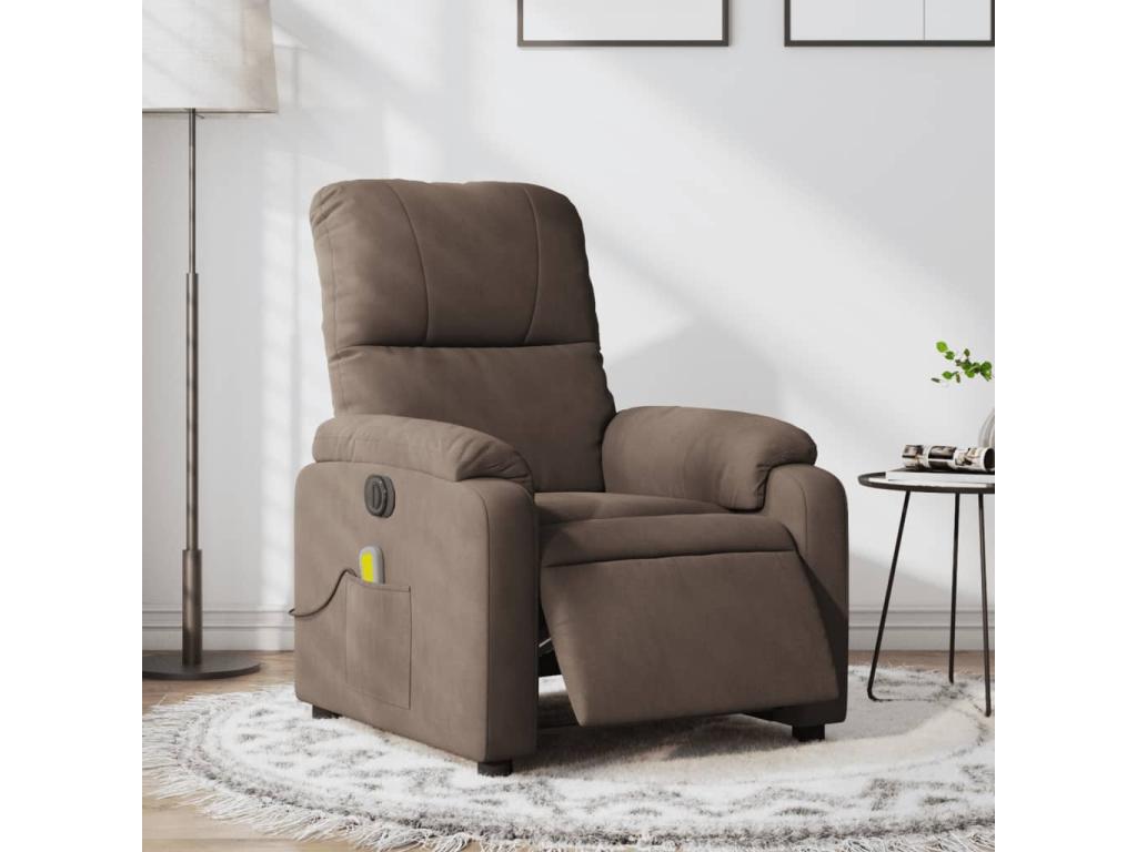 Sillón reclinable de masaje eléctrico tela de microfibra marrón