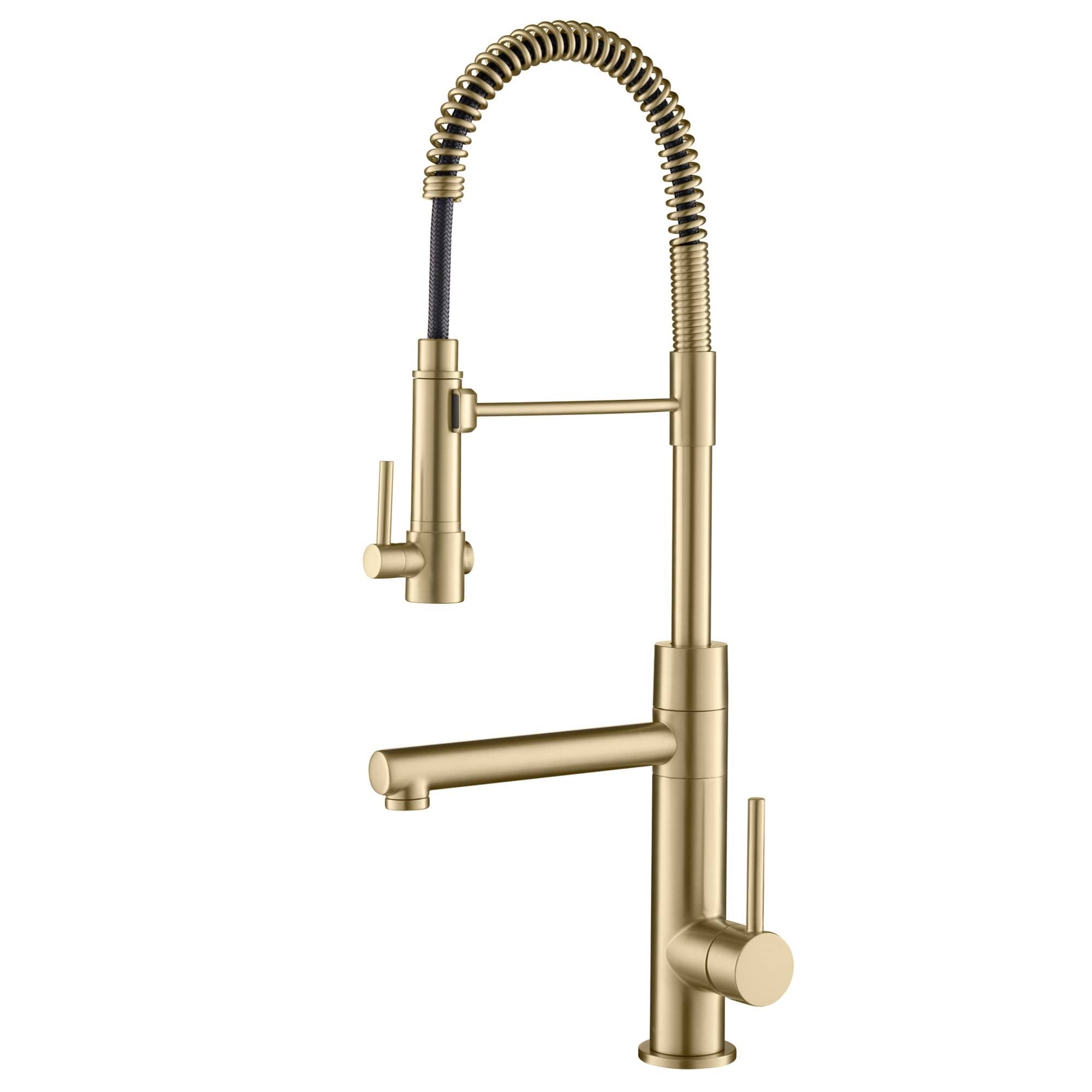 Kraus KPF-1603BG, Artec Pro 2-Function Commercial Style Kitchen Faucet with Pull-Down Spring Spout, Brushed Gold(Brushed Gold)