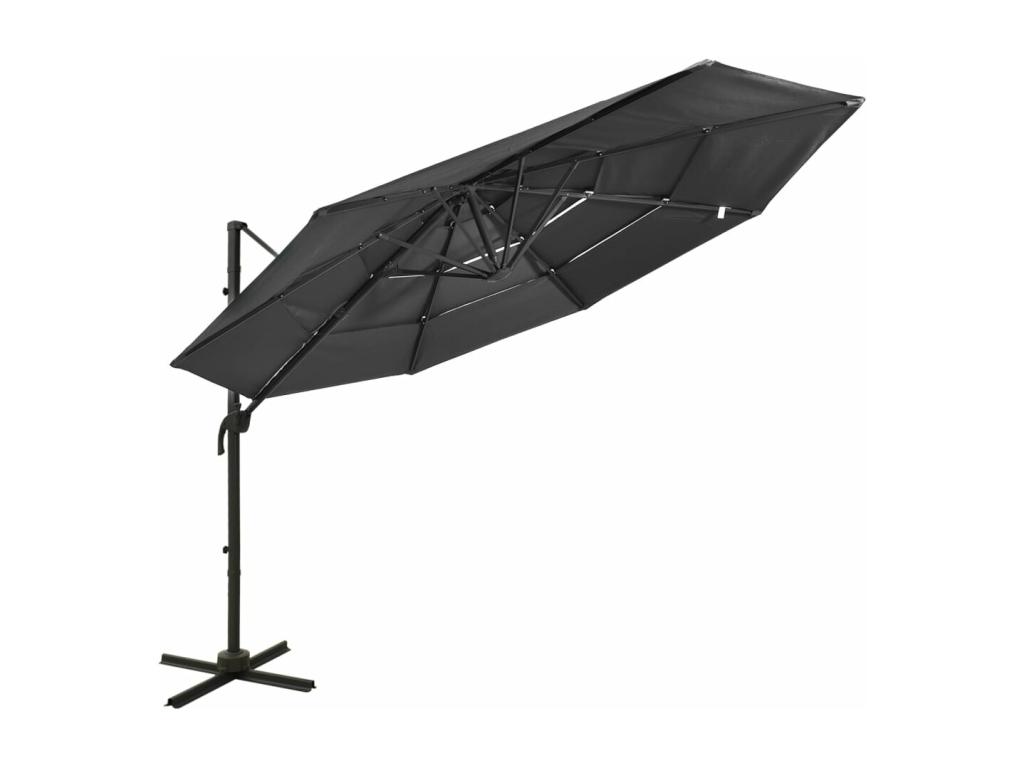 Sombrilla de 4 niveles con máCasaplude aluminio Antracita 3x3 m