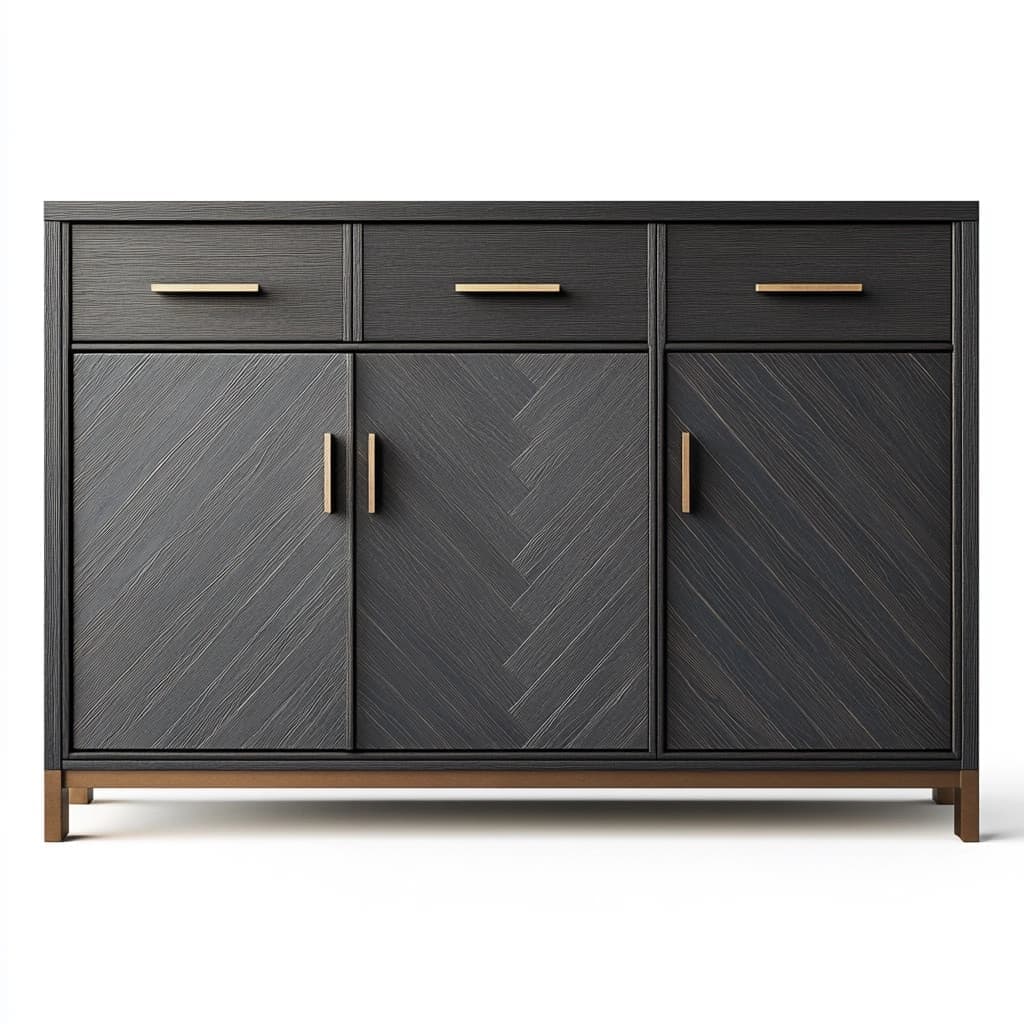 Aparador Moderno Rectangular Madera de Roble Negro 120x40x90 cm