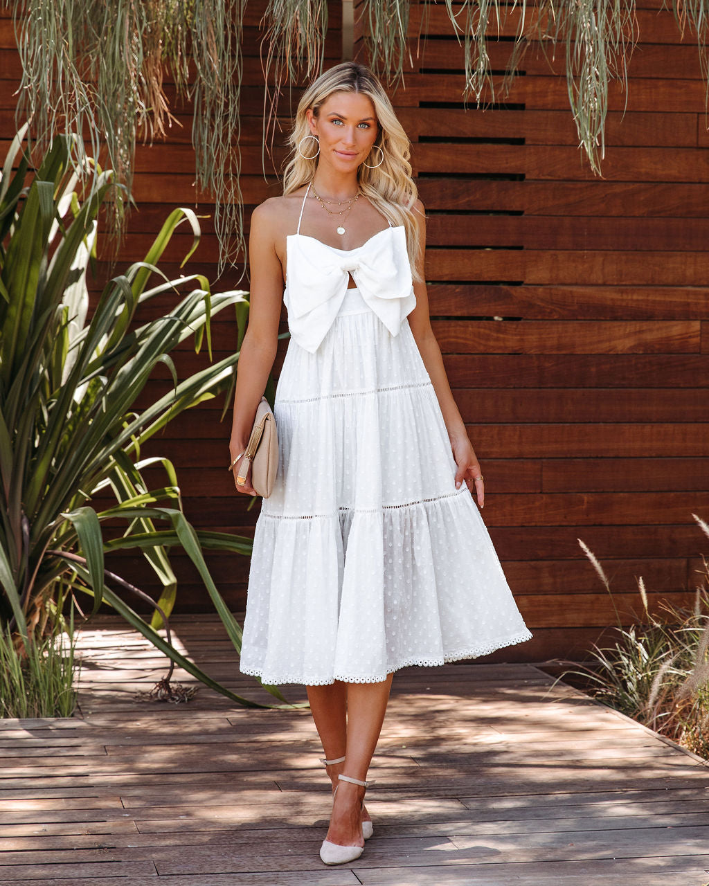 Federica Cotton Tiered Midi Dress - White - FINAL SALE - Se7enfashion