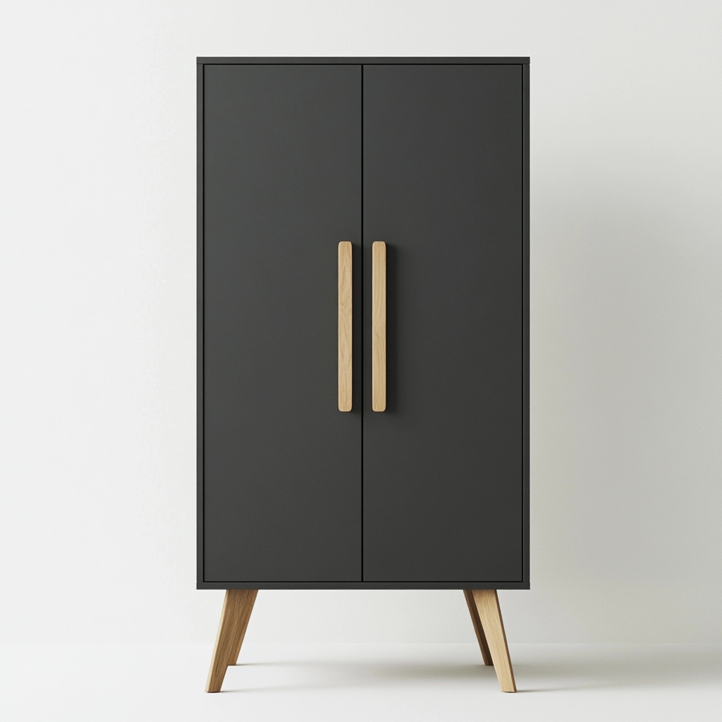 Armario auxiliar moderno para salón y dormitorio color negro mate madera de roble múltiples usos 80x40x120 cm NP8786689
