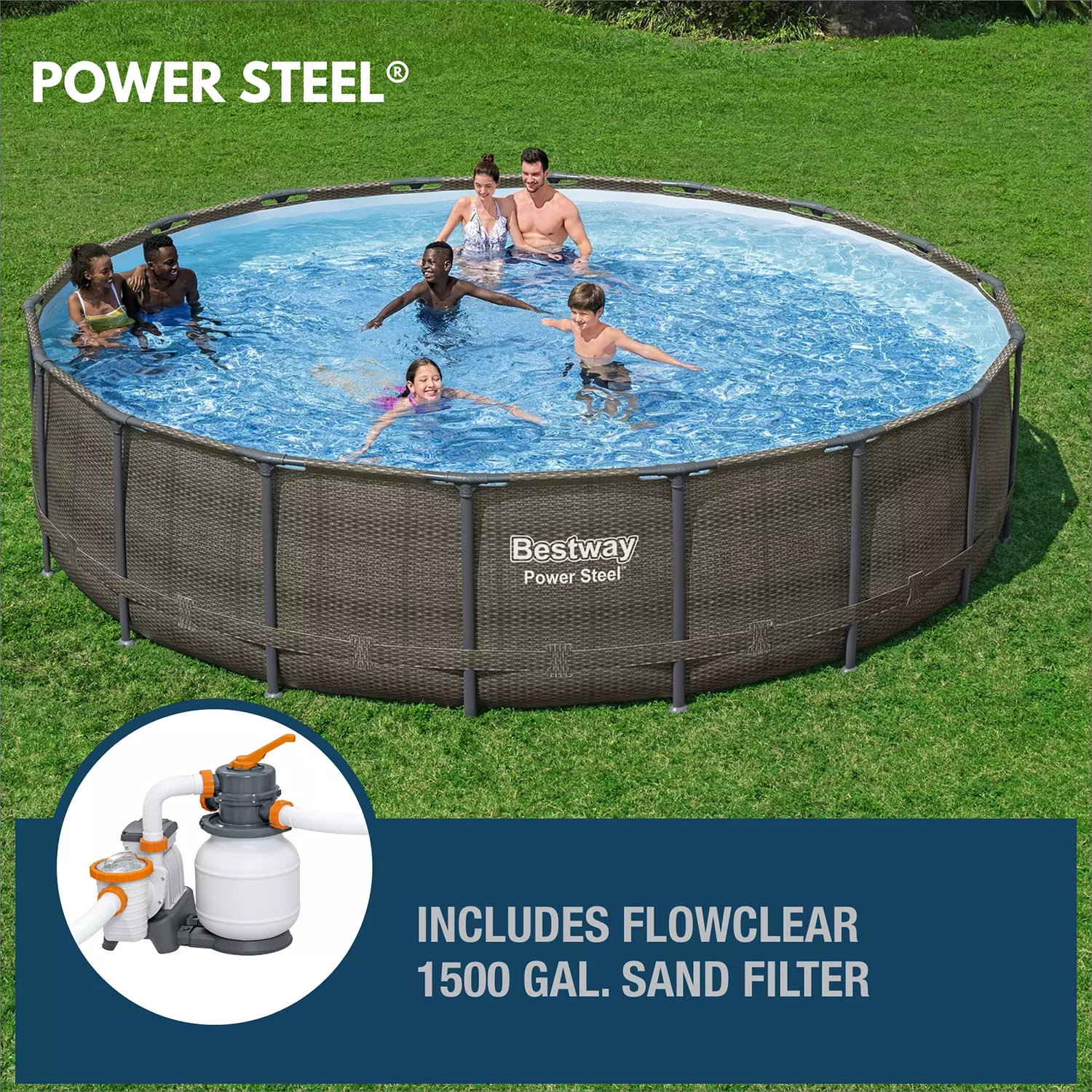 WAYFAIR Bestway Power Steel Round Above Ground Pool Set, 18" X 48"