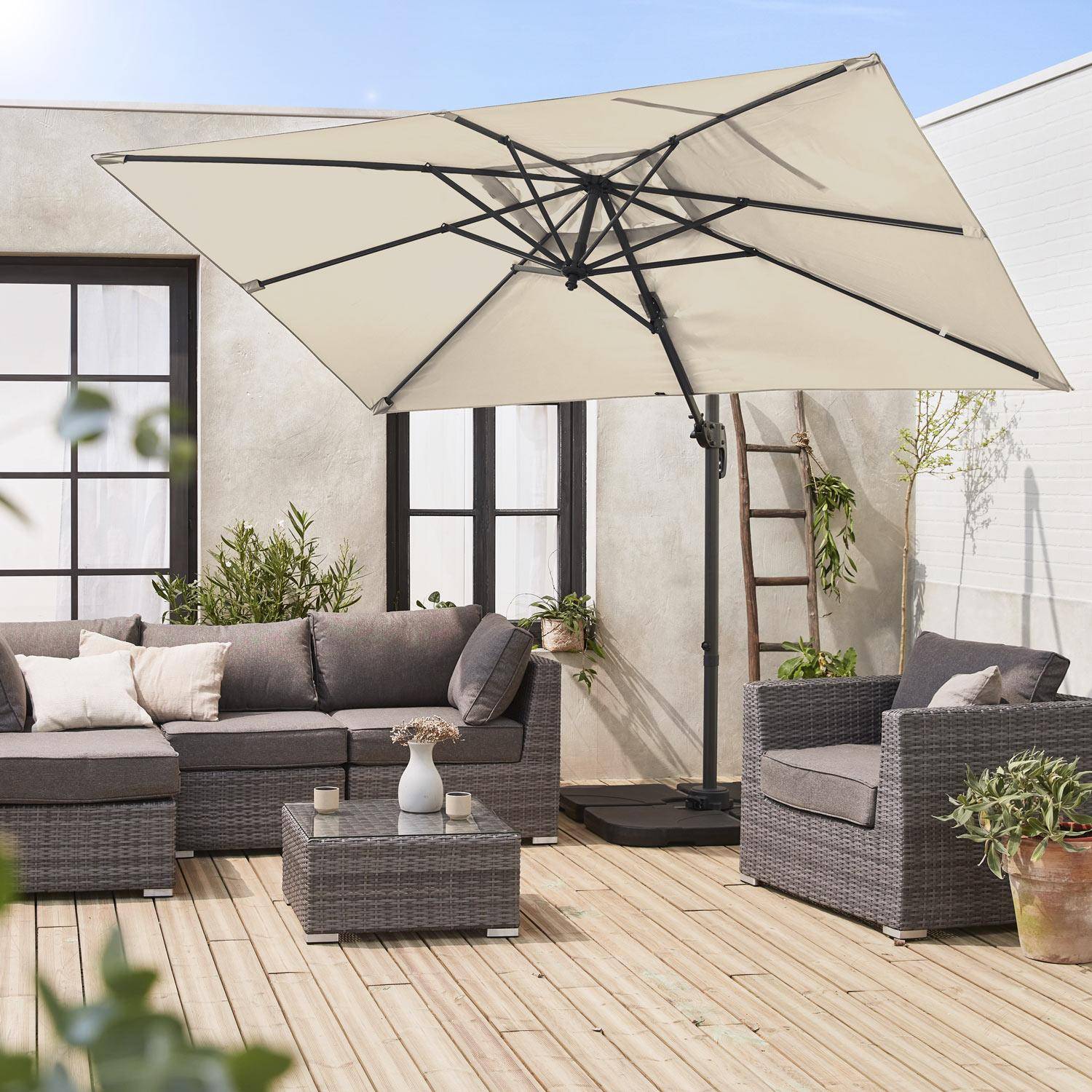 Antibes - Parasol rectangular excéntrico, 3x2m