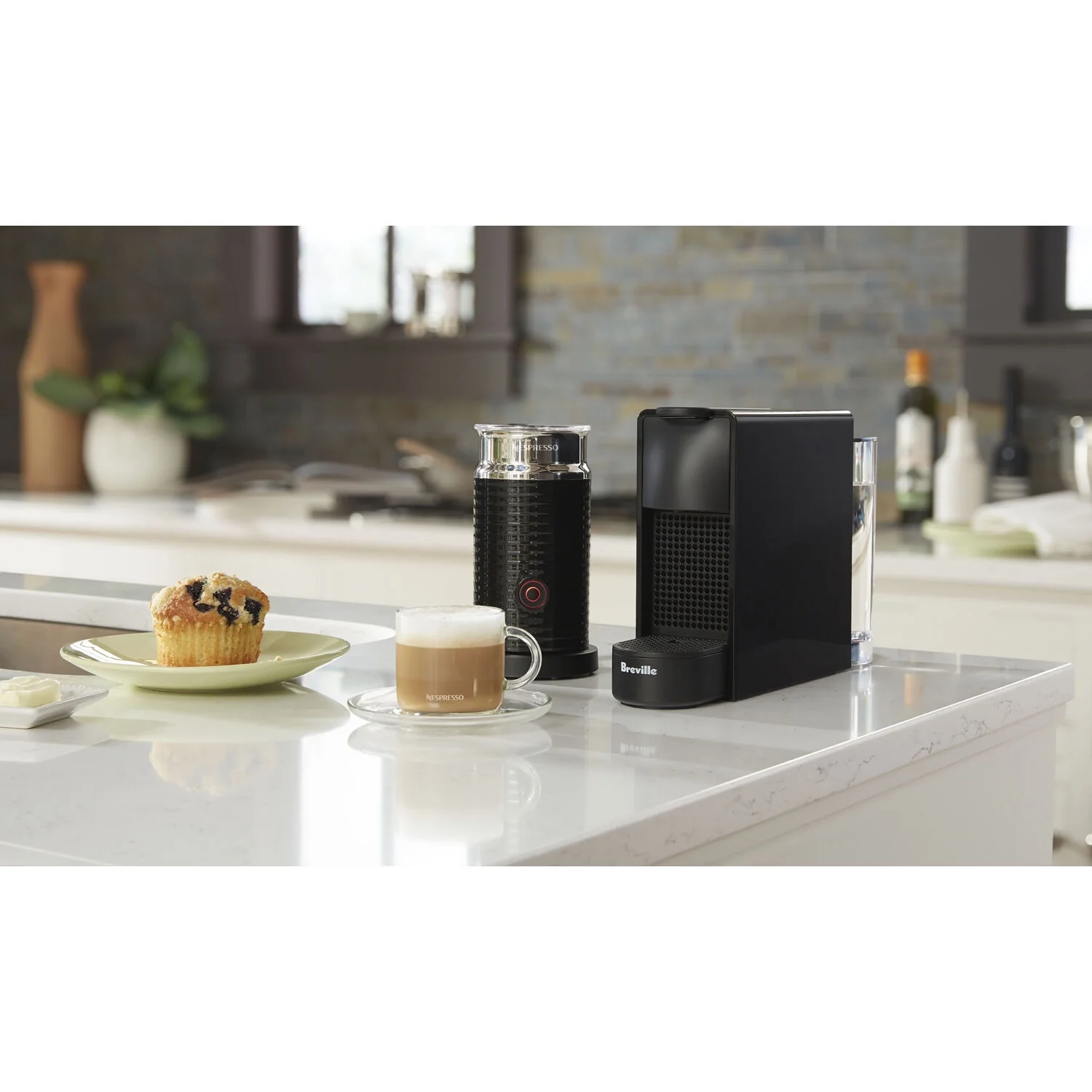 Breville New Nespresso Essenza Mini Single-Serve Machine Aeroccino Milk Frothier, Black - Image 2