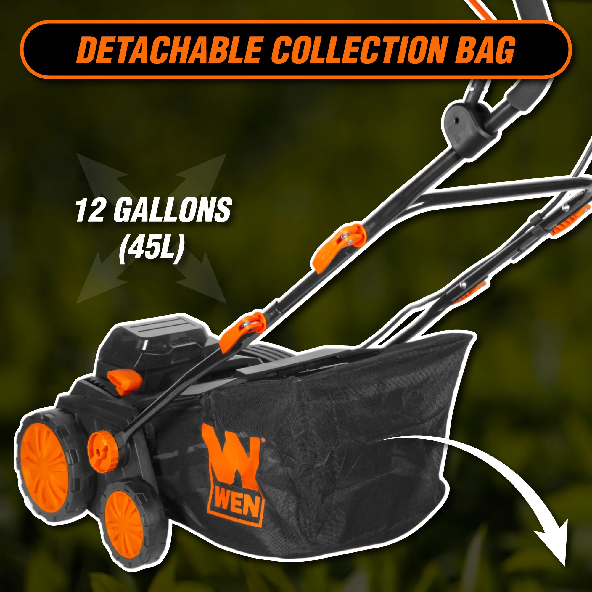WEN 15" 20V Cordless Electric Dethatcher and Scarifier Walk-Behind Lawn Mower - Image 7