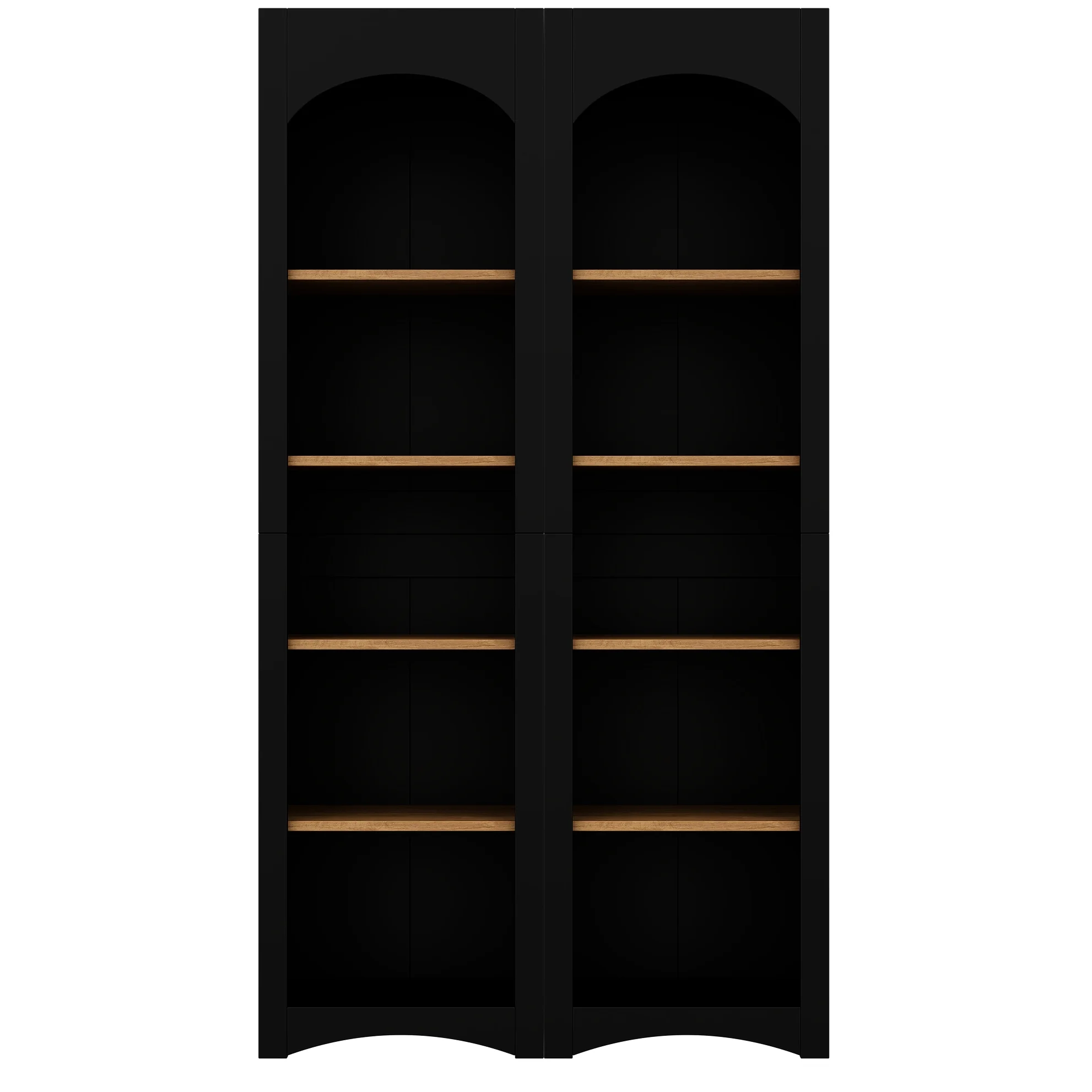 72"h Pantry Pair, 2 , Adjustable Shelves, , Black Finish 2 Bookcase , Cabinet With Vintage Style - Image 9
