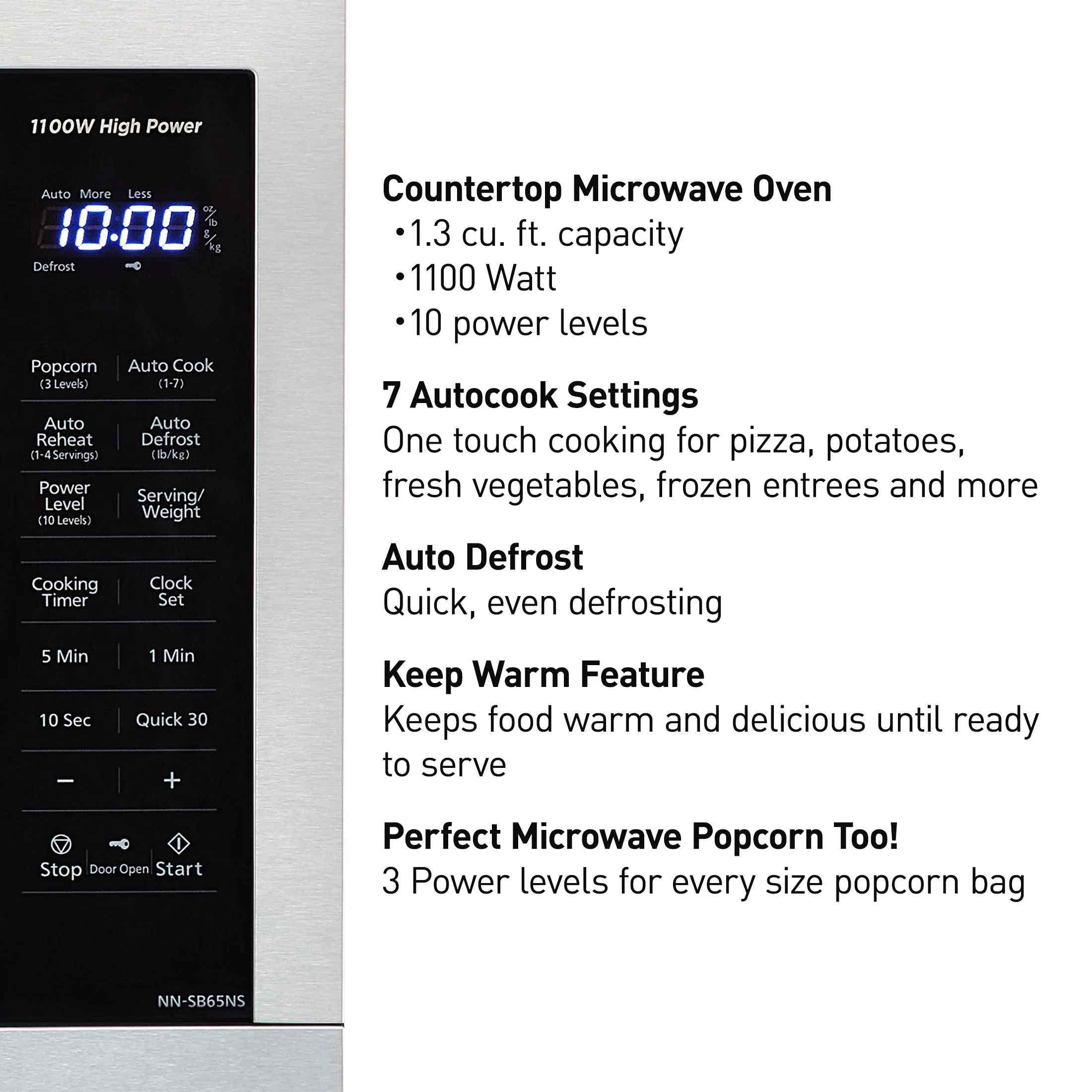 Panasonic 1.3 cu ft Countertop Microwave Oven in Glass Door - Image 2