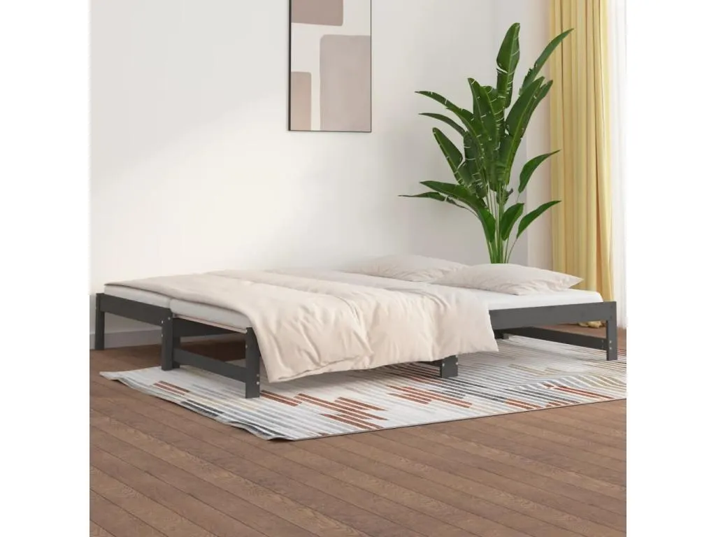 Sofá cama extraíble Kavehomedeco maciza de Kavehomedeco gris 2x(90x200) cm GDLQ25349