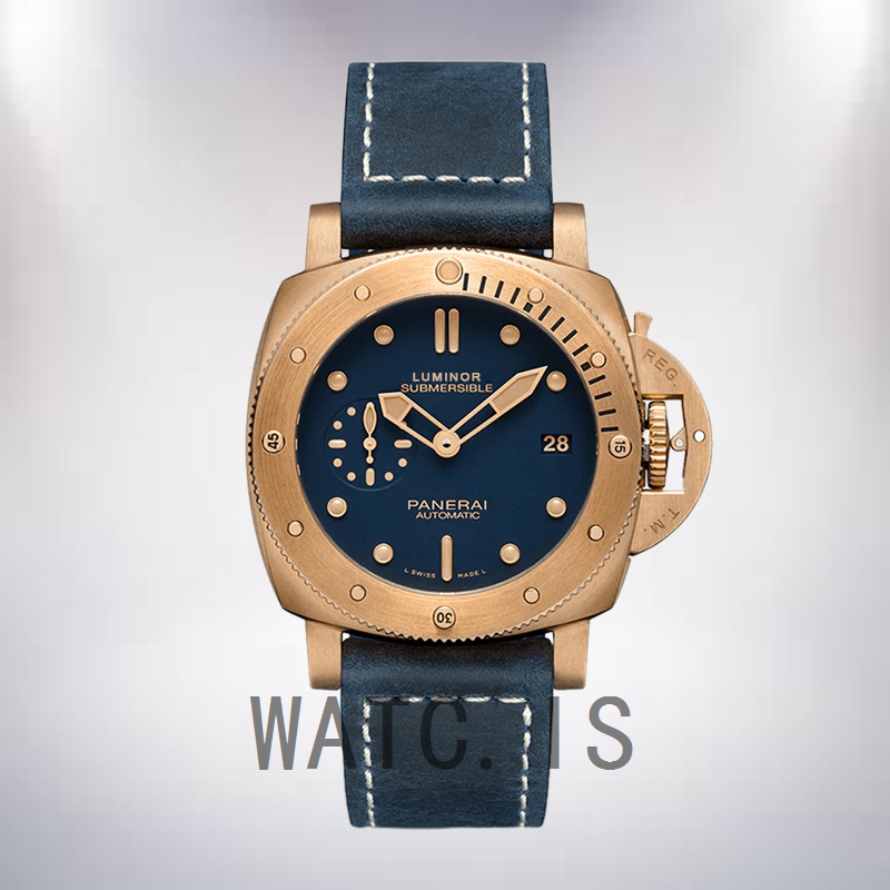 Panerai Submersible PAM01074 47mm Men's Blue Dial Rose Gold-tone