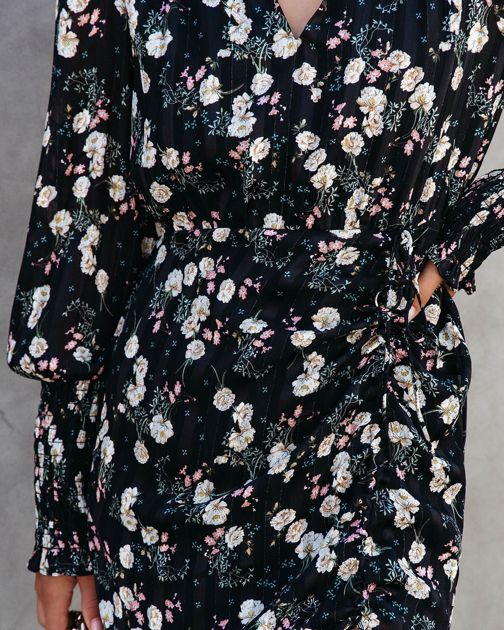 Olivia Jane Floral Chiffon Ruched Midi Dress - Se7enfashion