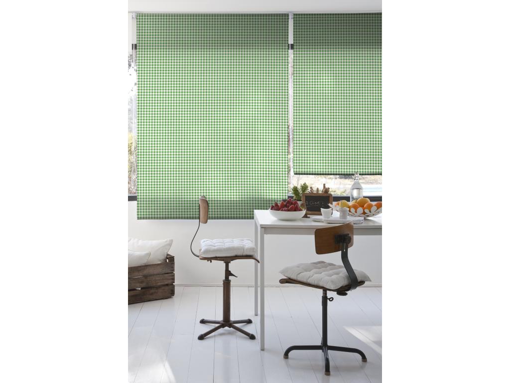Pratcas | Estores Personalizados de COCINA | 160 x 180 cm (Ancho por Alto) Tamaño de Tela 157 x 175 cm | Modelo Vichy-2 Color Pistacho
