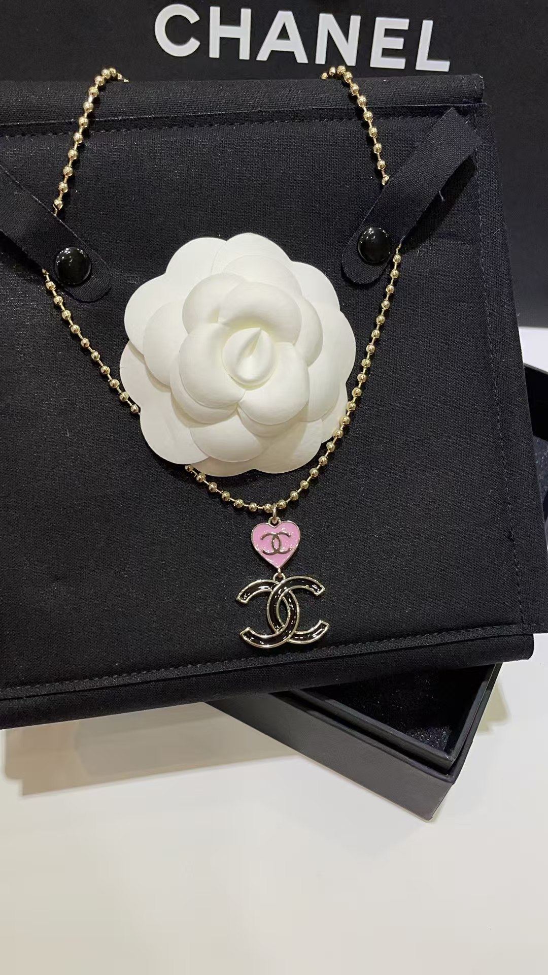 Chanel Diamond Pearl Paved Double C Pendant Pearl Necklace - Original Replica Club