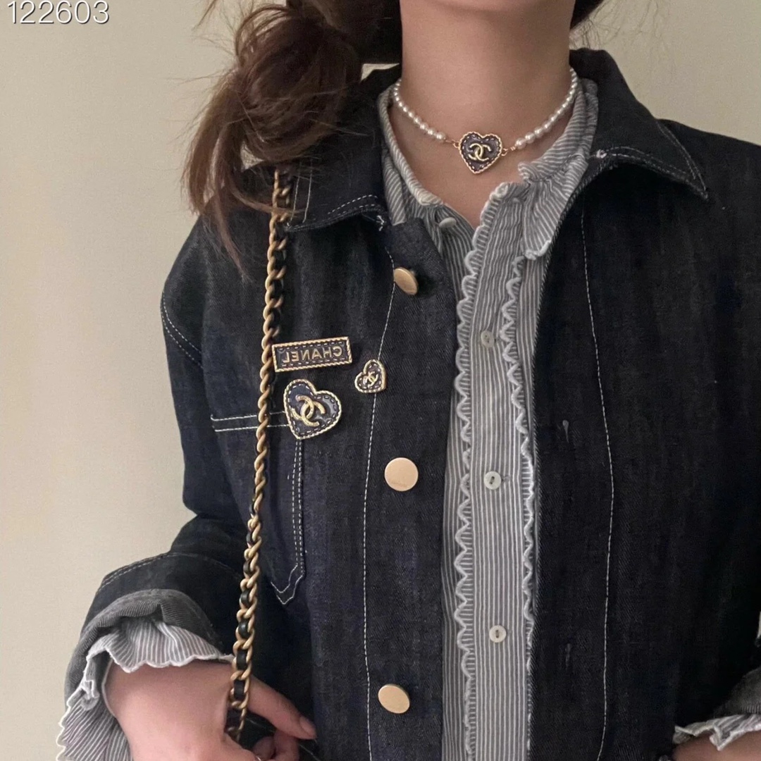 Chanel Denim Blue Heart Brooch - Original Replica Club