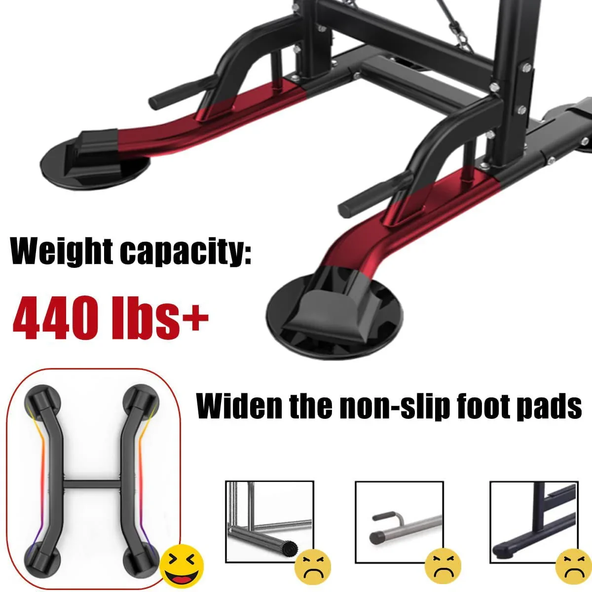 PROHIKER Power Tower Dip Station With Backrest And Resistance Band, Black - Image 7 PROHIKER Power Tower Dip Station With Backrest And Resistance Band, Black - Image 7