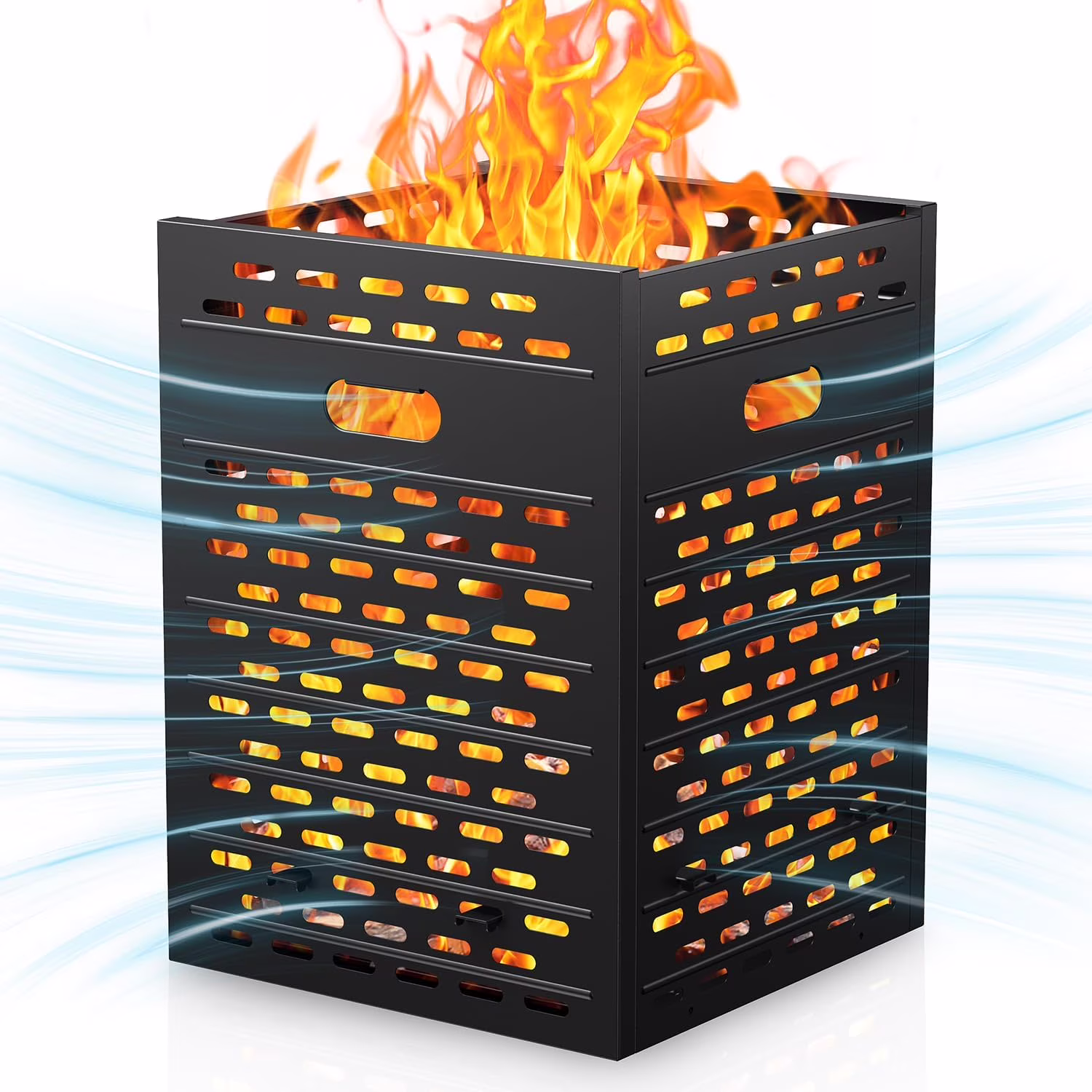Burn Barrels for Outside for Burning Trash Incinerator Burn Cage for Paper Yard Waste, Heavy Duty Burn Cage with Base Cover, Includes Tools for Burning Trash, Yard Waste, 22x22x30 Inch(15" x 15" x 30"/black)