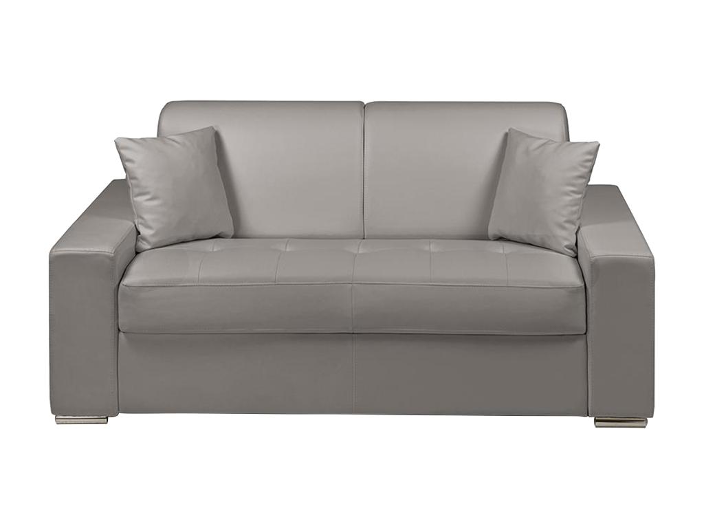 Sofá cama italiano 2 plazas piel sintética EMIR - Gris - Cama 120 cm - Colchón 18 cm