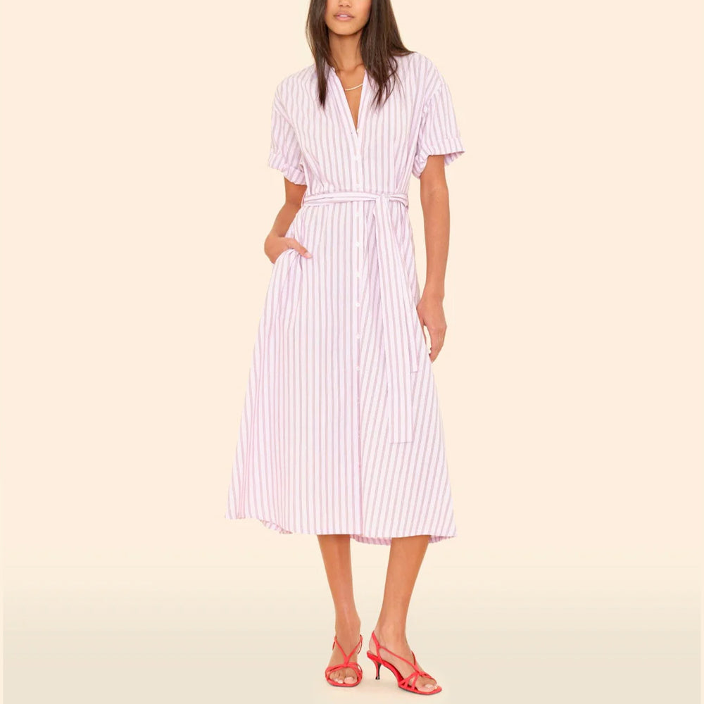 Xirena - Robe Liora Rayée - Blush Cherry