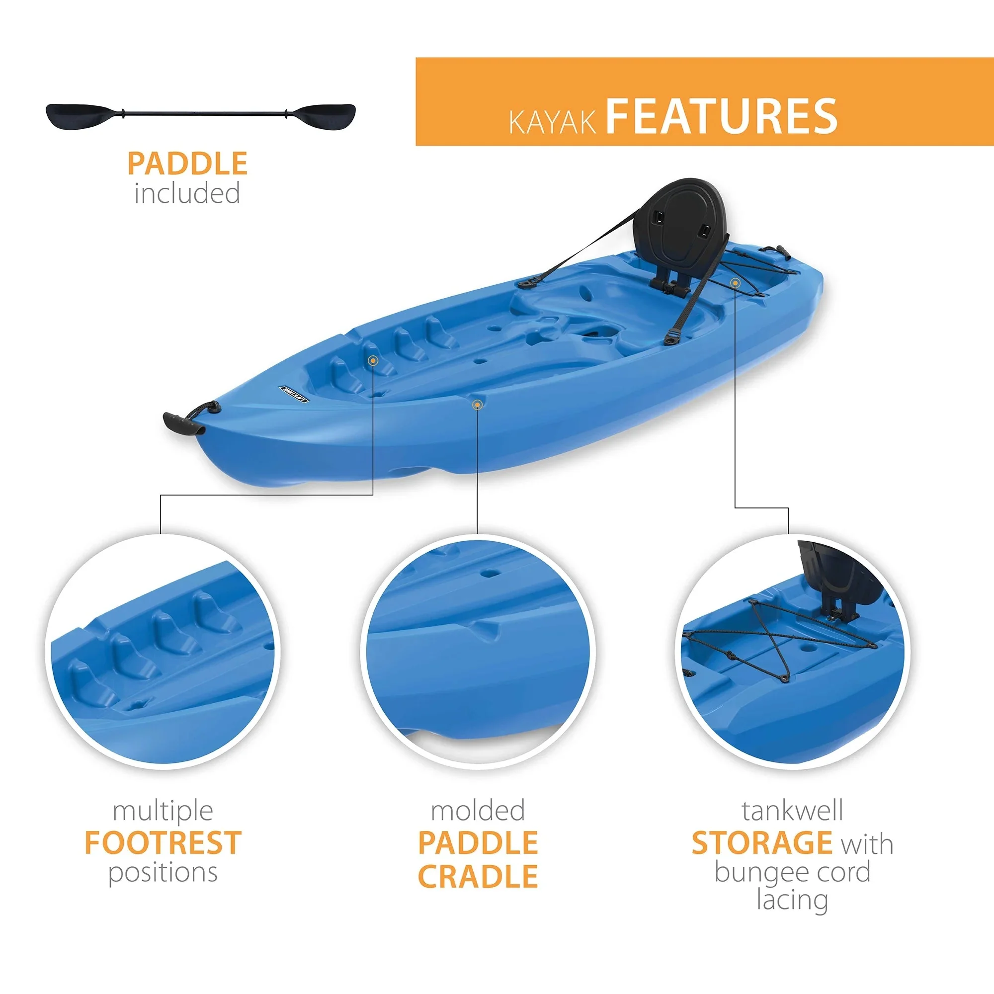 Lifetime Sit-On-Top Kayak 8 ft Blue HDPE - 90112 - Image 5 Lifetime Sit-On-Top Kayak 8 ft Blue HDPE - 90112 - Image 5