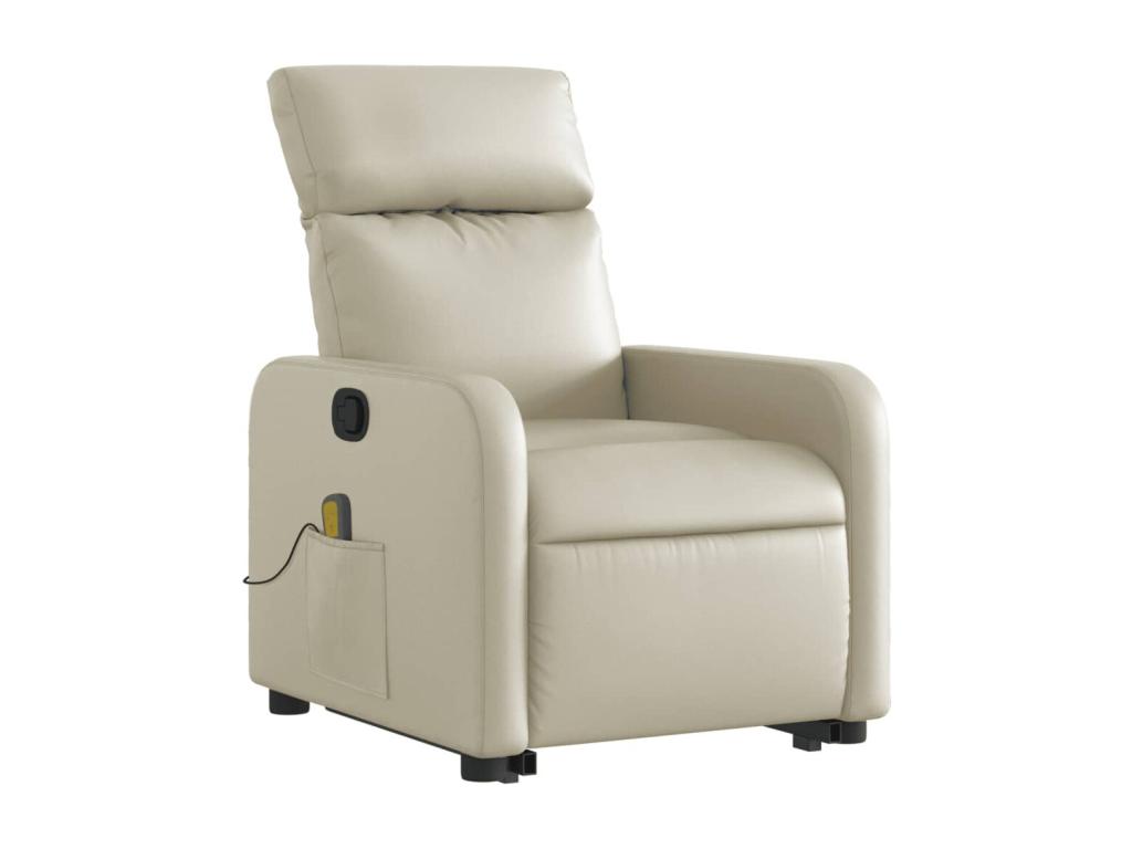 Sillón reclinable de masaje de pie cuero artificial color crema