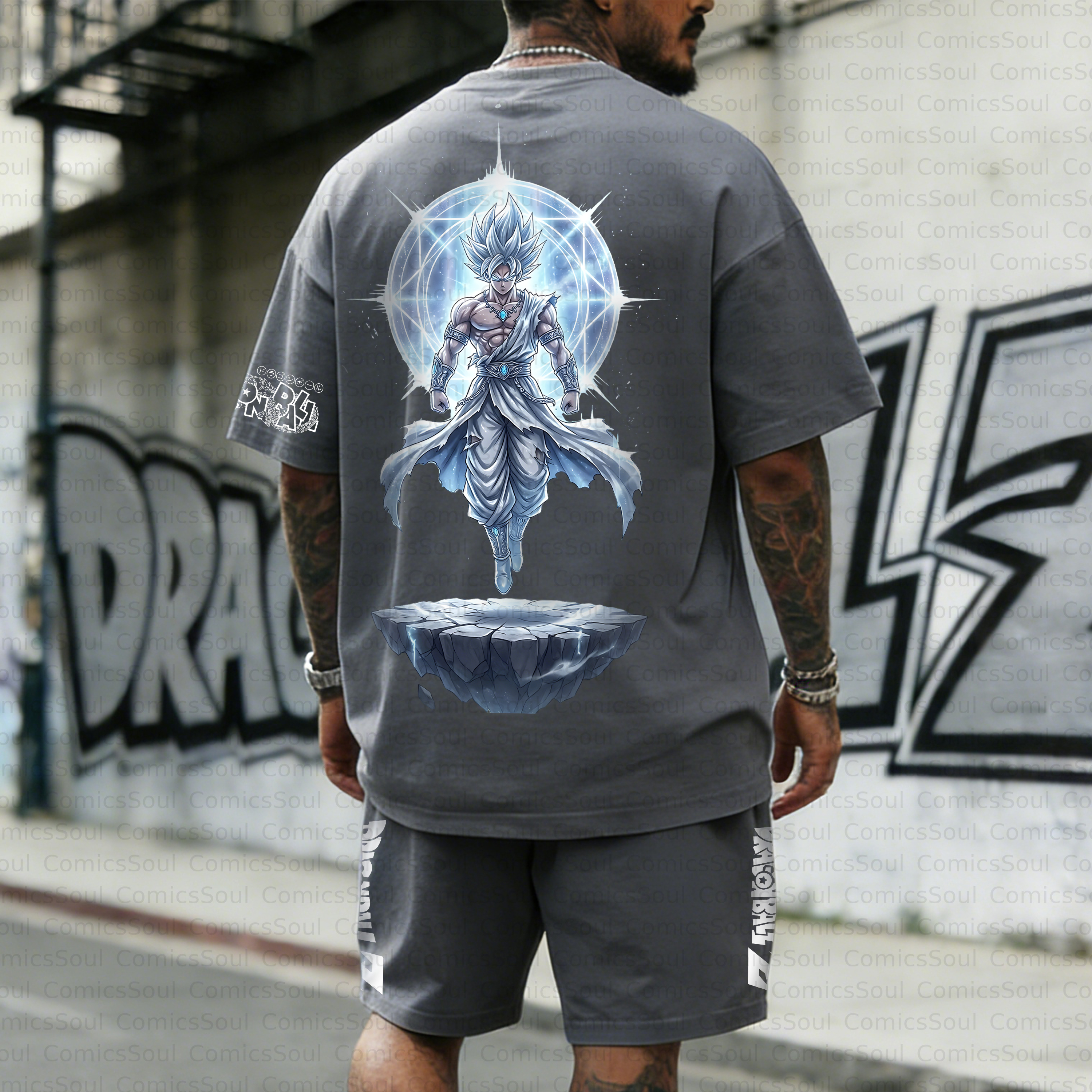 Unisex Anime Inspired Vintage T-shirt& Shorts 2 Pieces Set