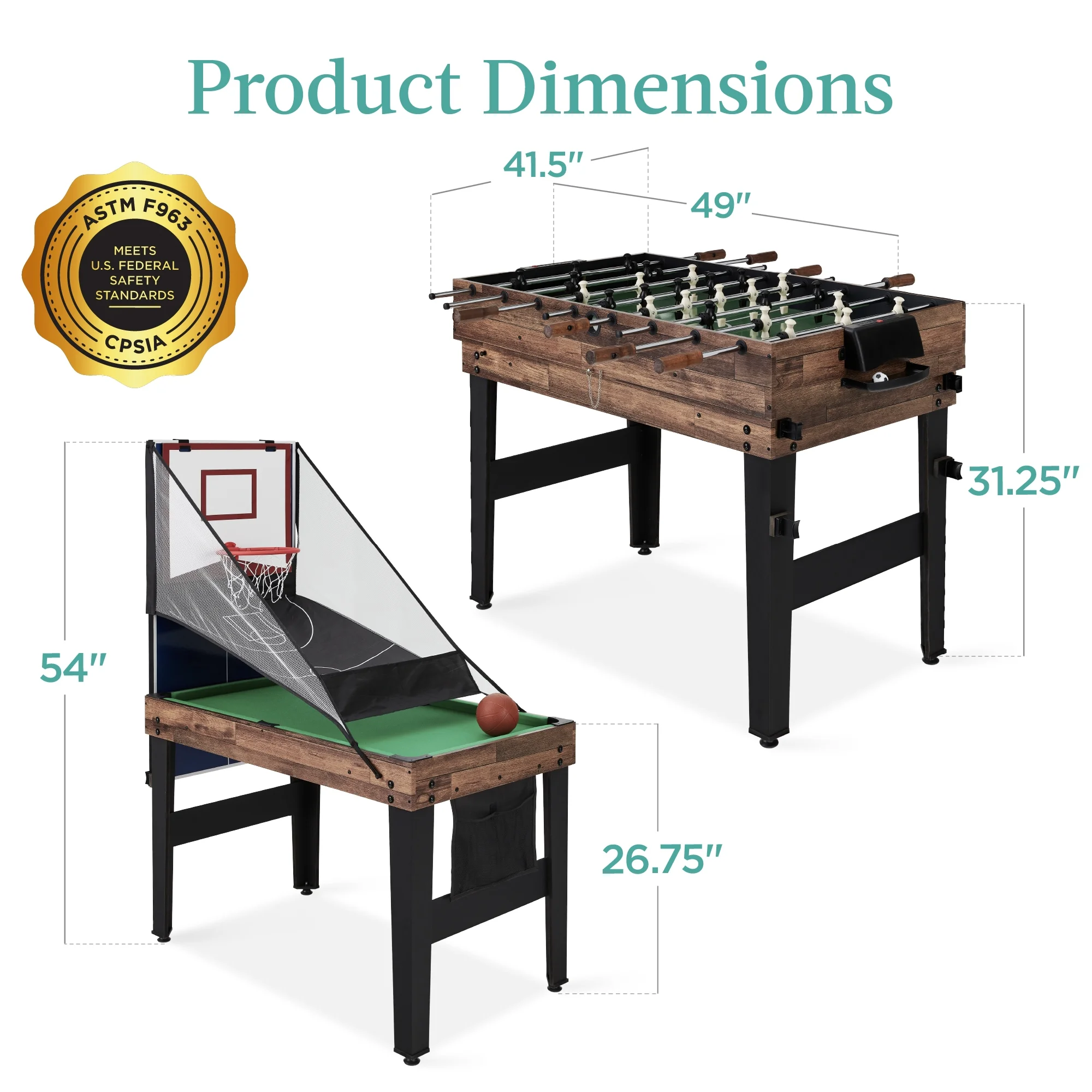 Best Choice Products 13-in-1 Combo Game Table Set w/ Ping Pong, Foosball, Basketball, Hockey, Archery - Natural - Image 34