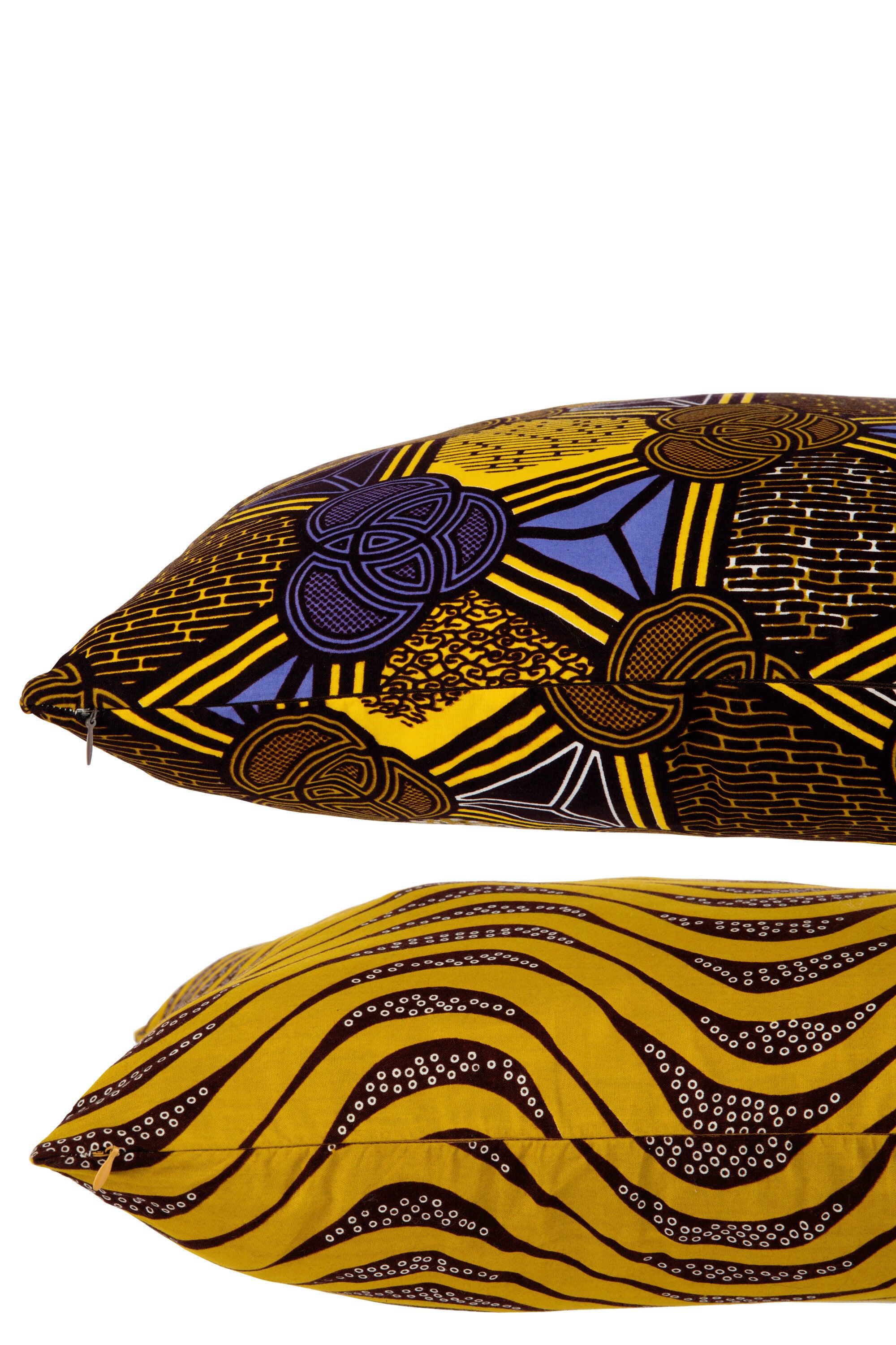 J-Line kussen Patroon Golven Cirkels - polyester - mix - 2 stuks