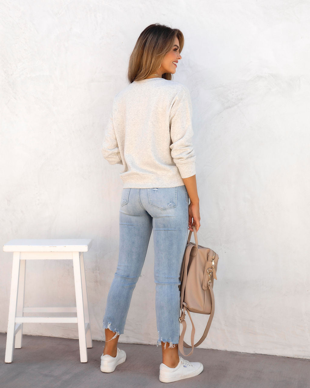 Tropez Waves Pullover Sweater - Heather Grey - FINAL SALE - Se7enfashion