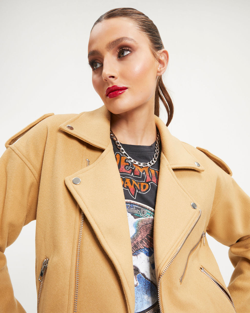 Harley Biker Pocketed Jacket - Camel - Se7enfashion